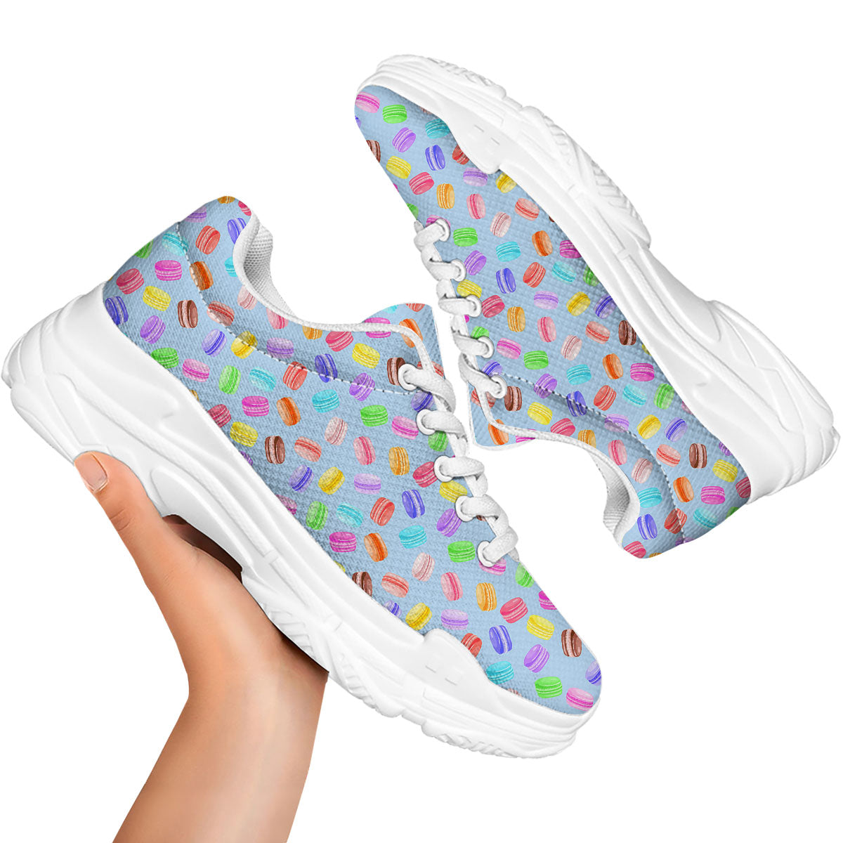 Macarons Colorful Print Pattern White Chunky Shoes-grizzshop