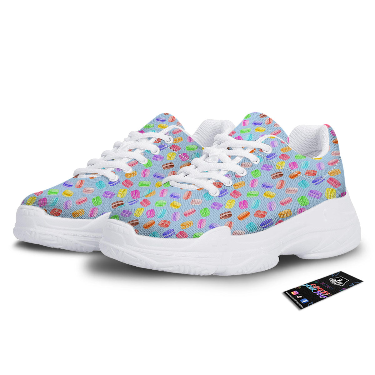Macarons Colorful Print Pattern White Chunky Shoes-grizzshop