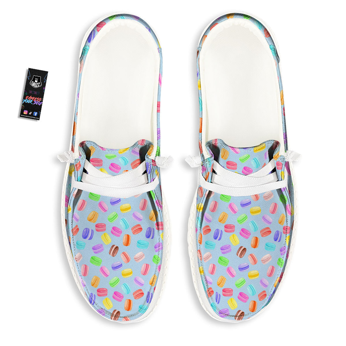 Macarons Colorful Print Pattern White Loafers-grizzshop