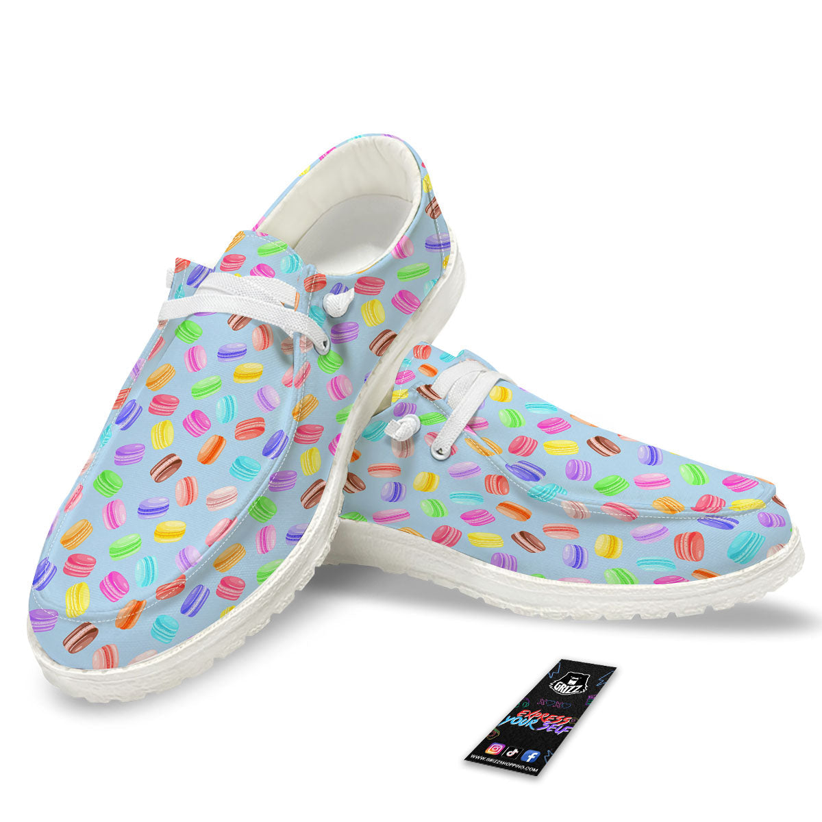 Macarons Colorful Print Pattern White Loafers-grizzshop