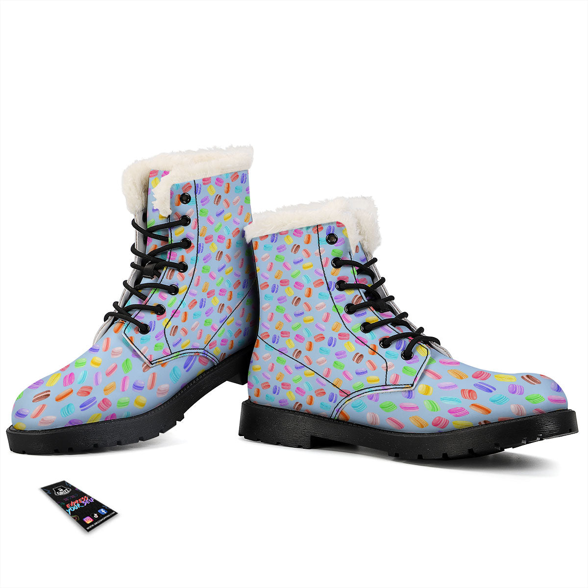 Macarons Colorful Print Pattern Winter Boots-grizzshop