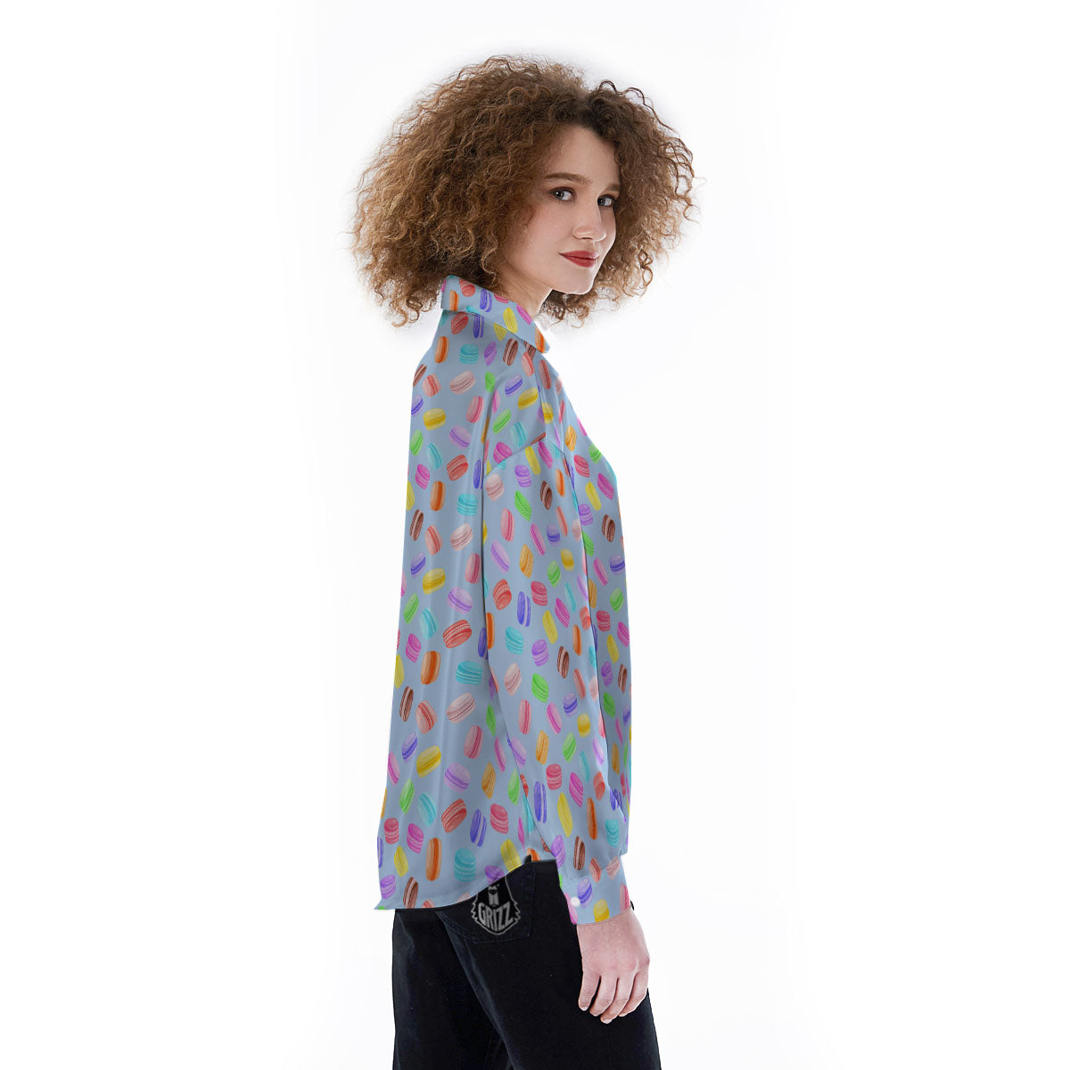 Macarons Colorful Print Pattern Women's Long Sleeve Shirts-grizzshop