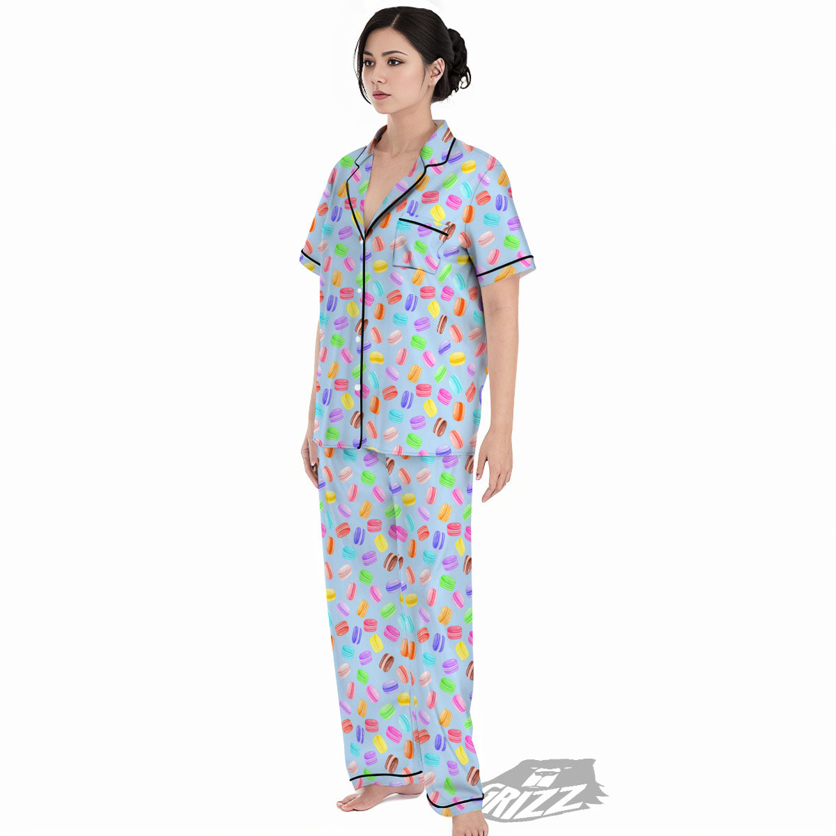 Macarons Colorful Print Pattern Women's Pajamas Set-grizzshop