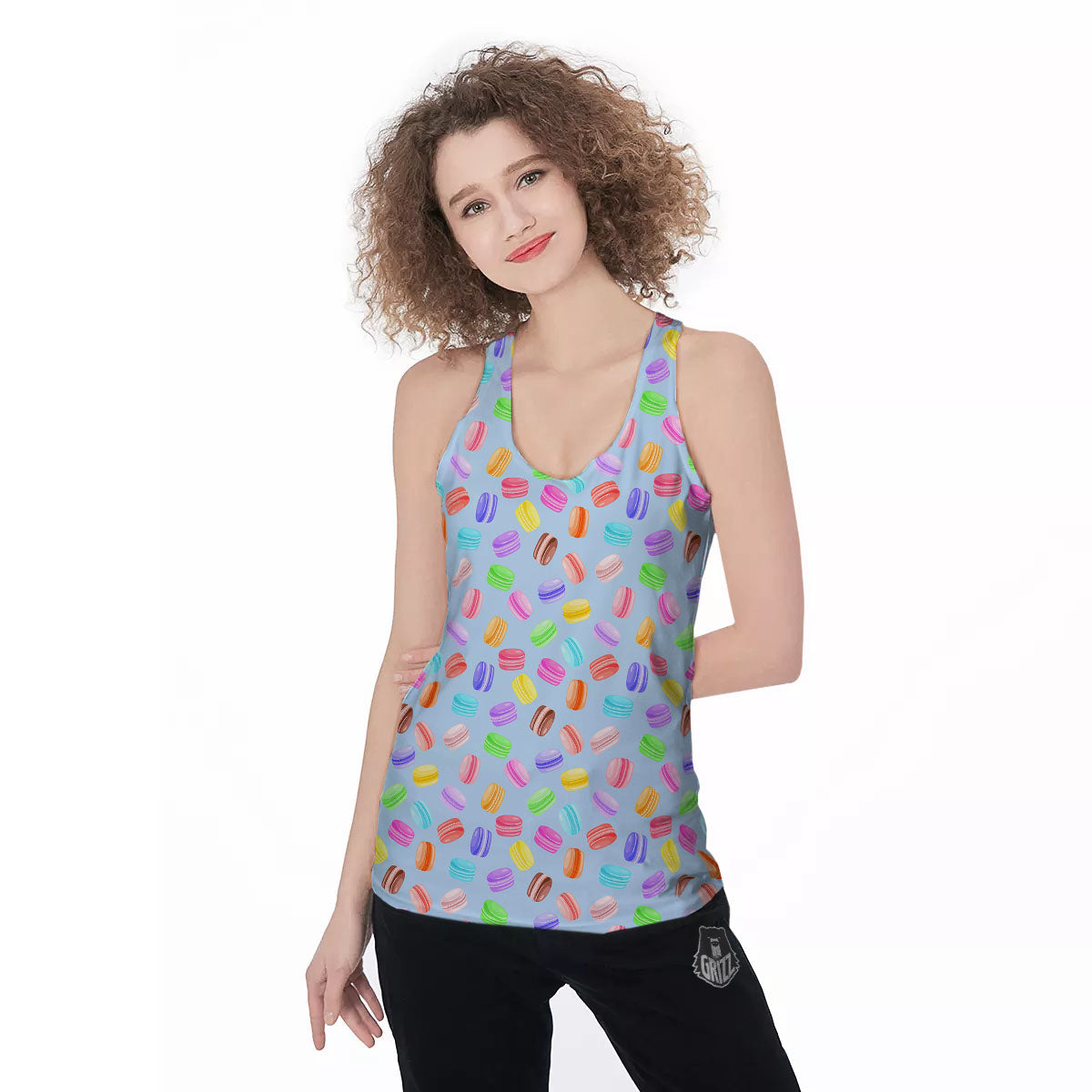 Macarons Colorful Print Pattern Women's Racerback Tank Top-grizzshop