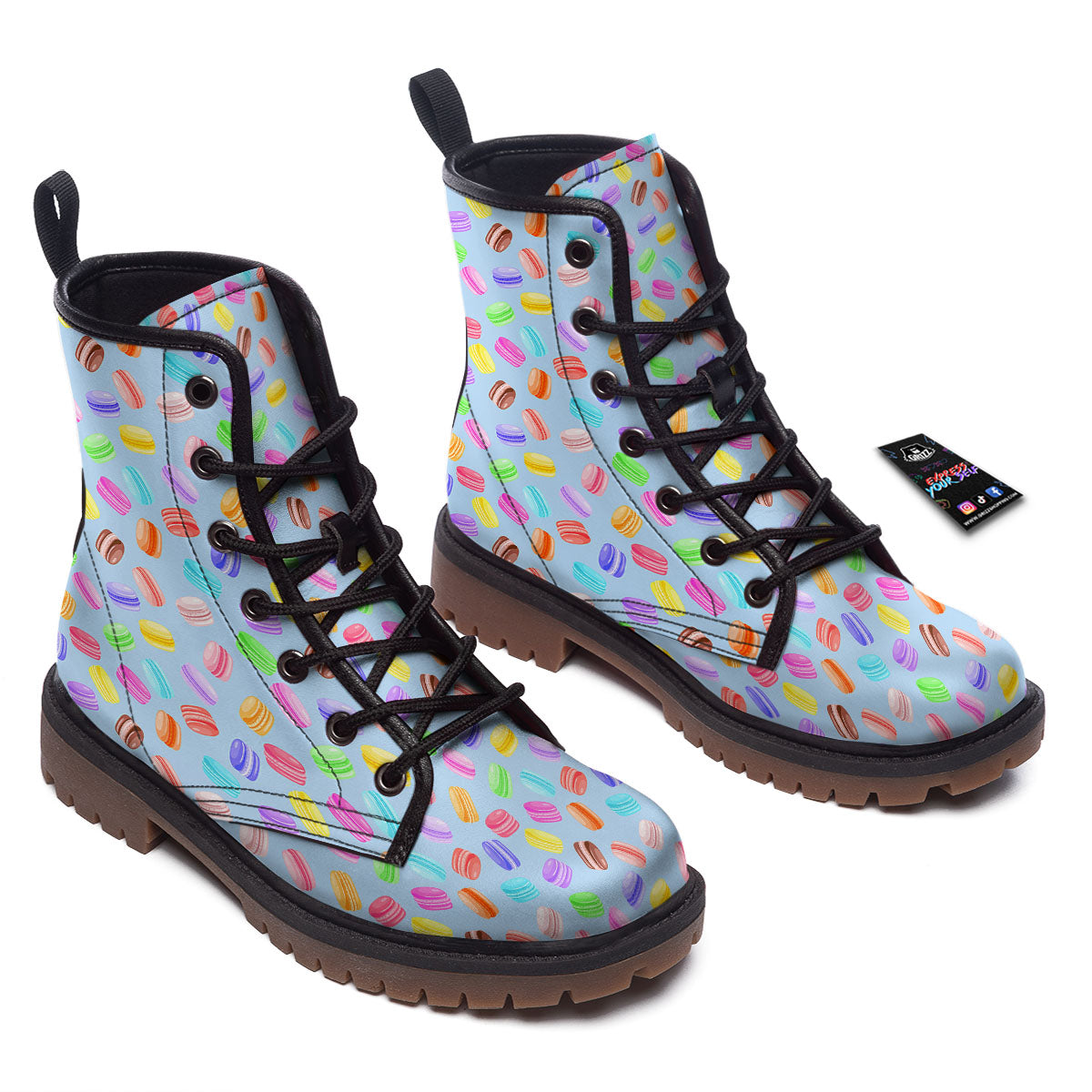 Macarons Colorful Print Pattern Work Boots-grizzshop