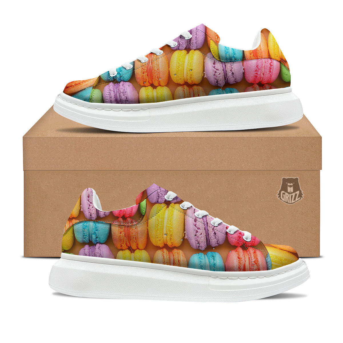 Macarons Colorful Print Platform Shoes-grizzshop