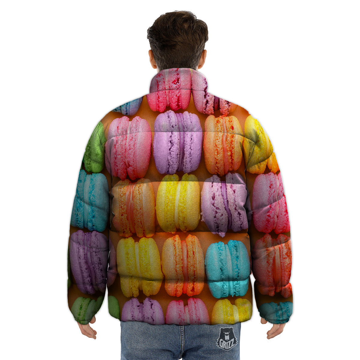 Macarons Colorful Print Puffer Jacket-grizzshop