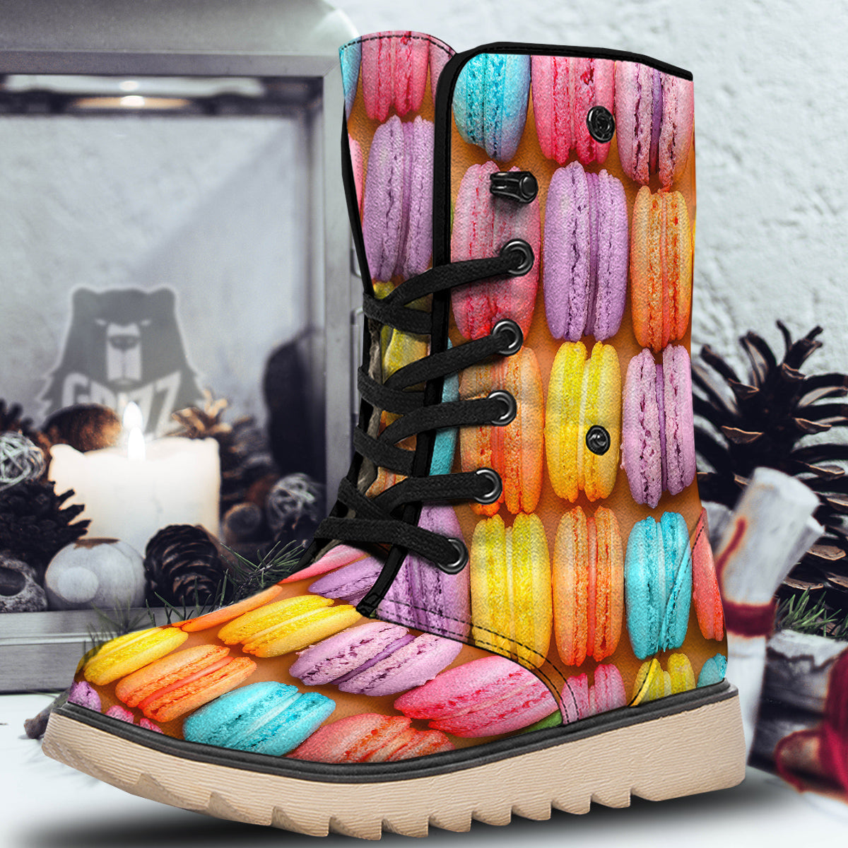 Macarons Colorful Print Snow Boots-grizzshop