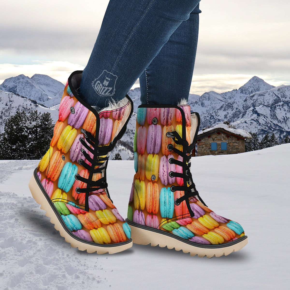 Macarons Colorful Print Snow Boots-grizzshop