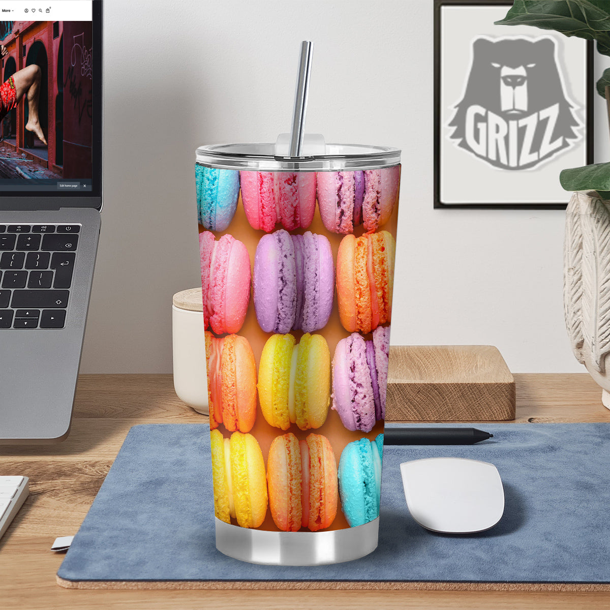 Macarons Colorful Print Tumbler-grizzshop