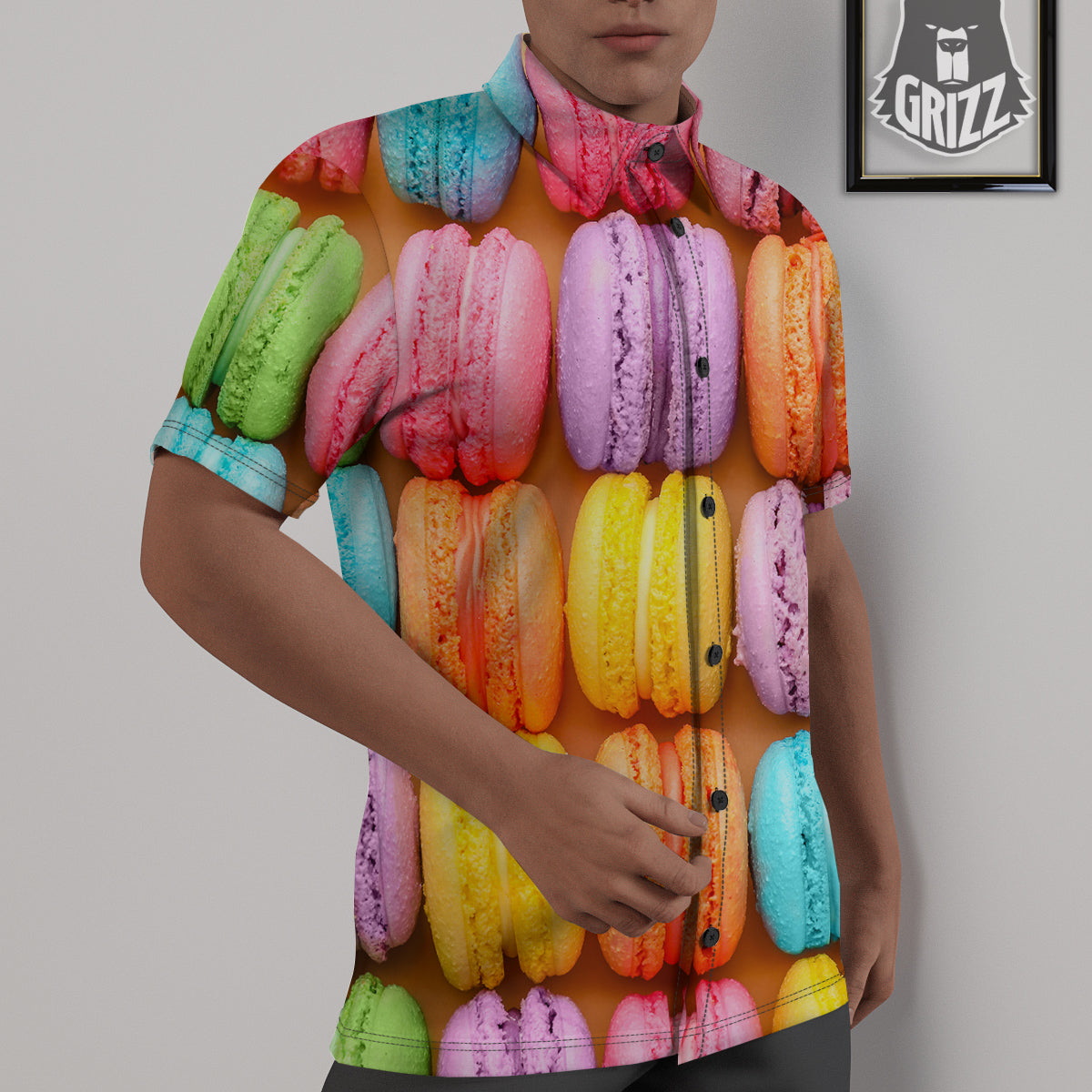 Macarons Colorful Print Untucked Shirts-grizzshop