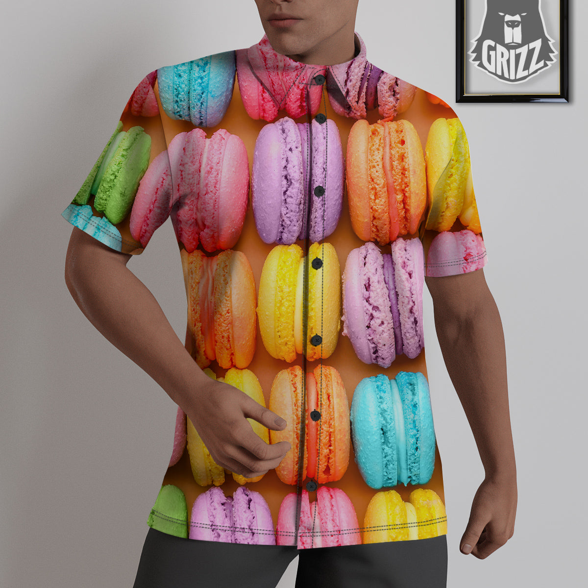Macarons Colorful Print Untucked Shirts-grizzshop