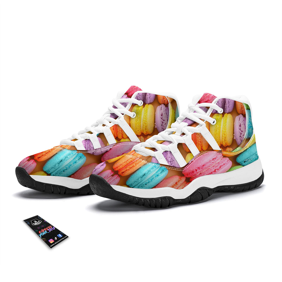 Macarons Colorful Print White Bball Shoes-grizzshop