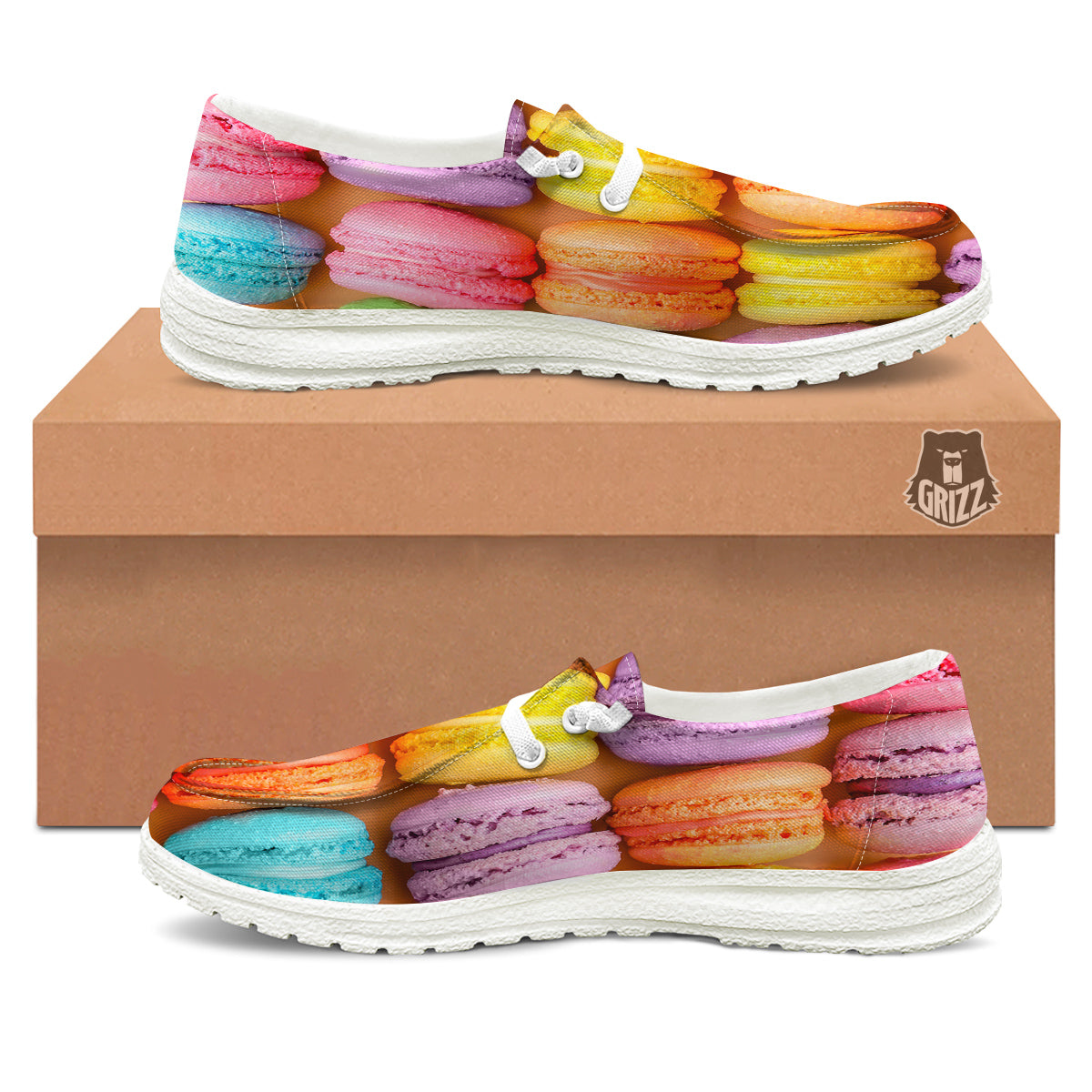 Macarons Colorful Print White Loafers-grizzshop