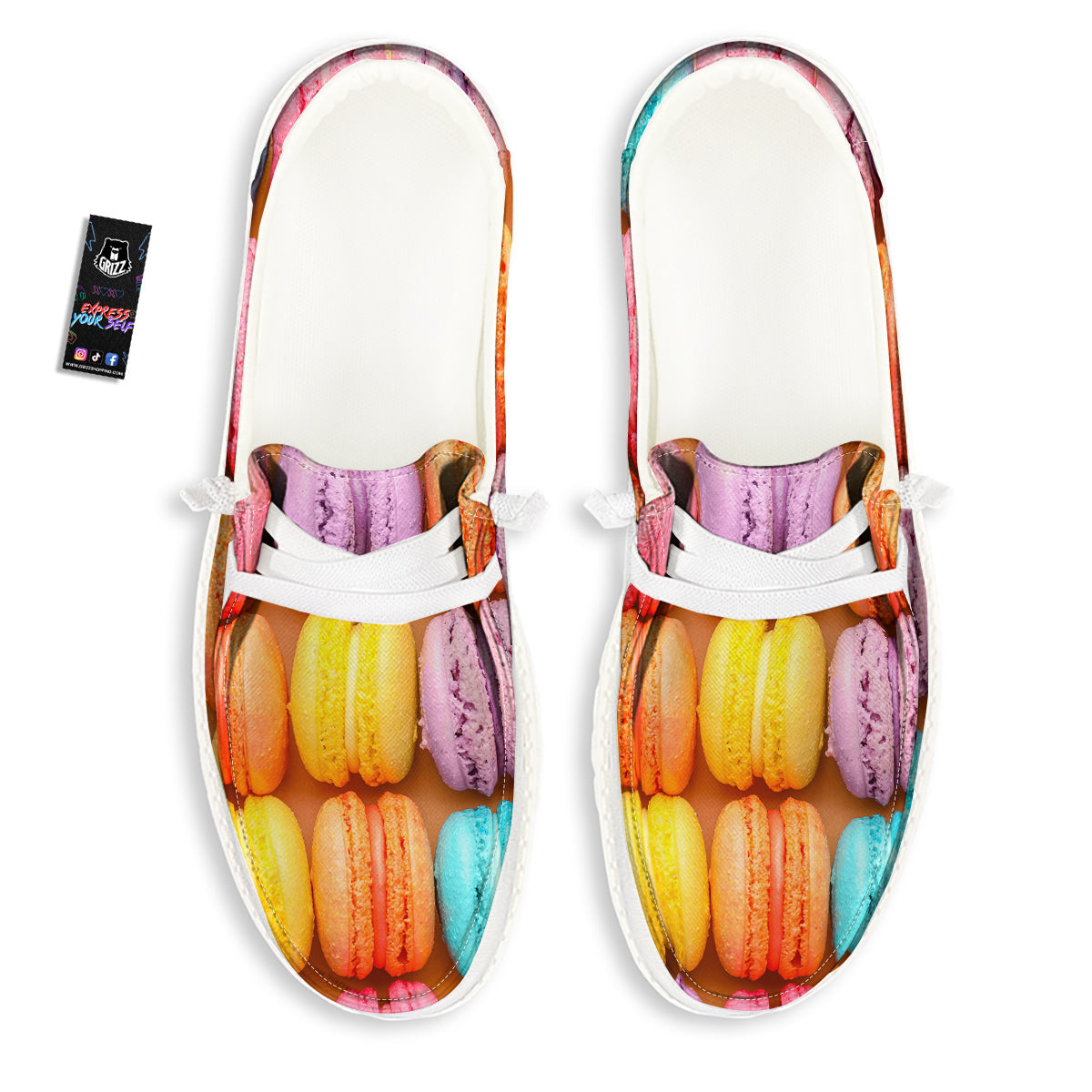 Macarons Colorful Print White Loafers-grizzshop
