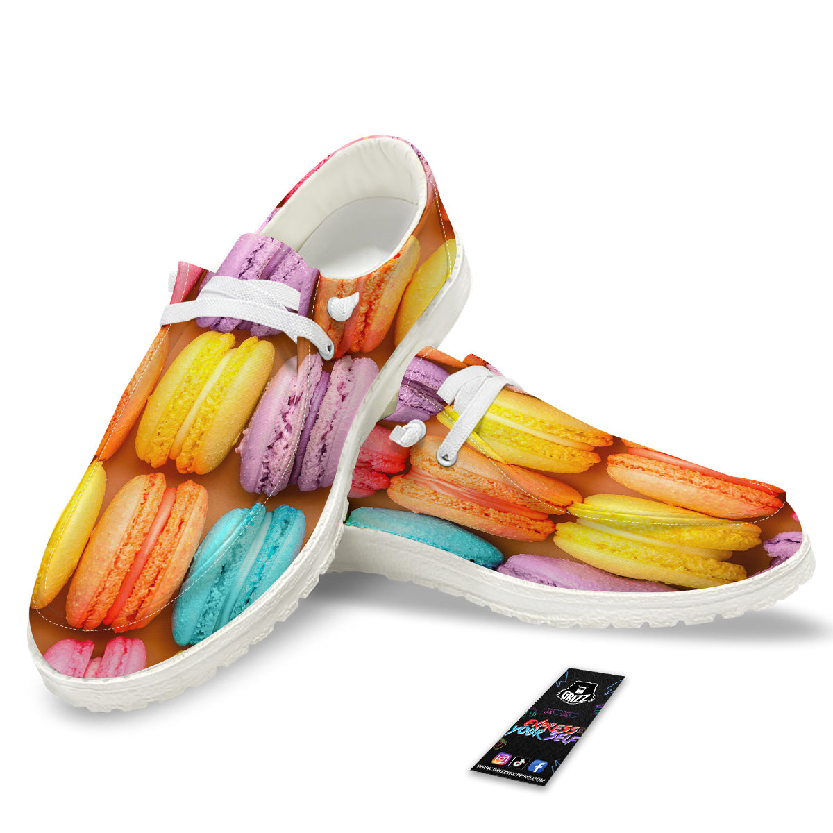 Macarons Colorful Print White Loafers-grizzshop