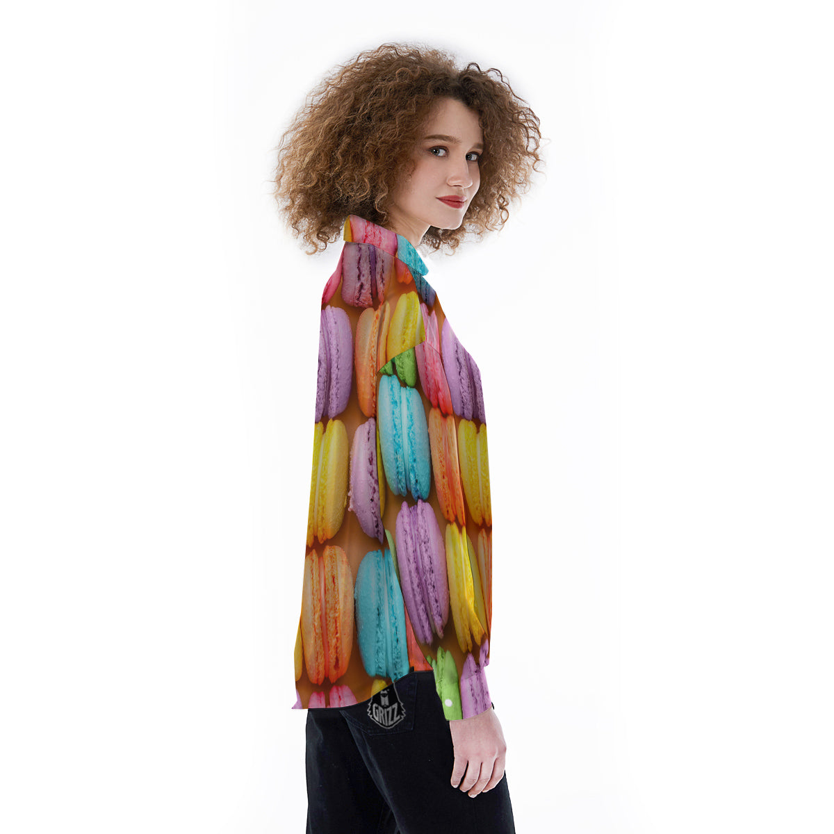 Macarons Colorful Print Women's Long Sleeve Shirts-grizzshop