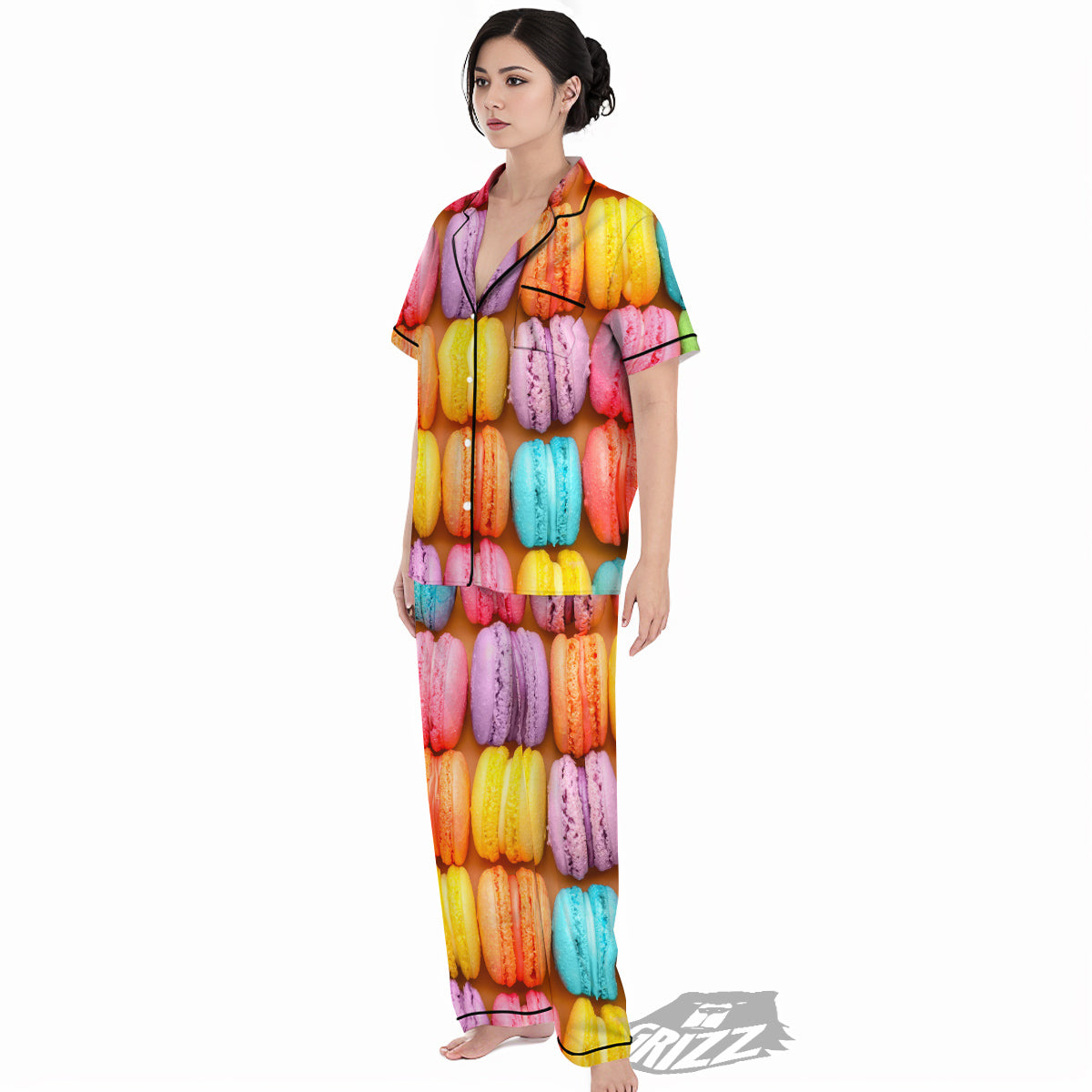Macarons Colorful Print Women's Pajamas Set-grizzshop