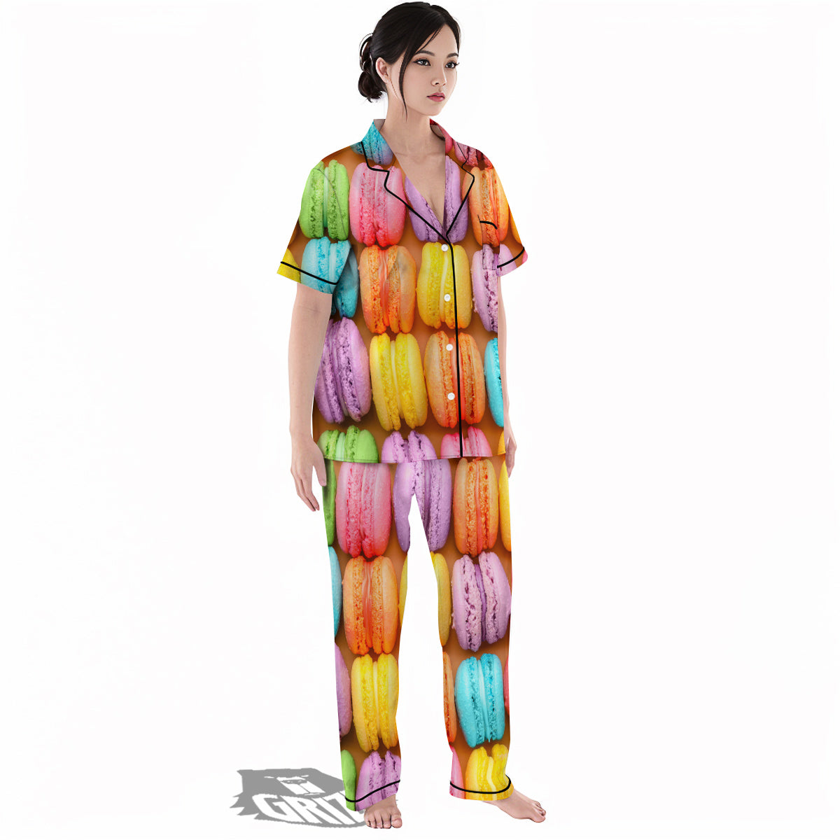 Macarons Colorful Print Women's Pajamas Set-grizzshop
