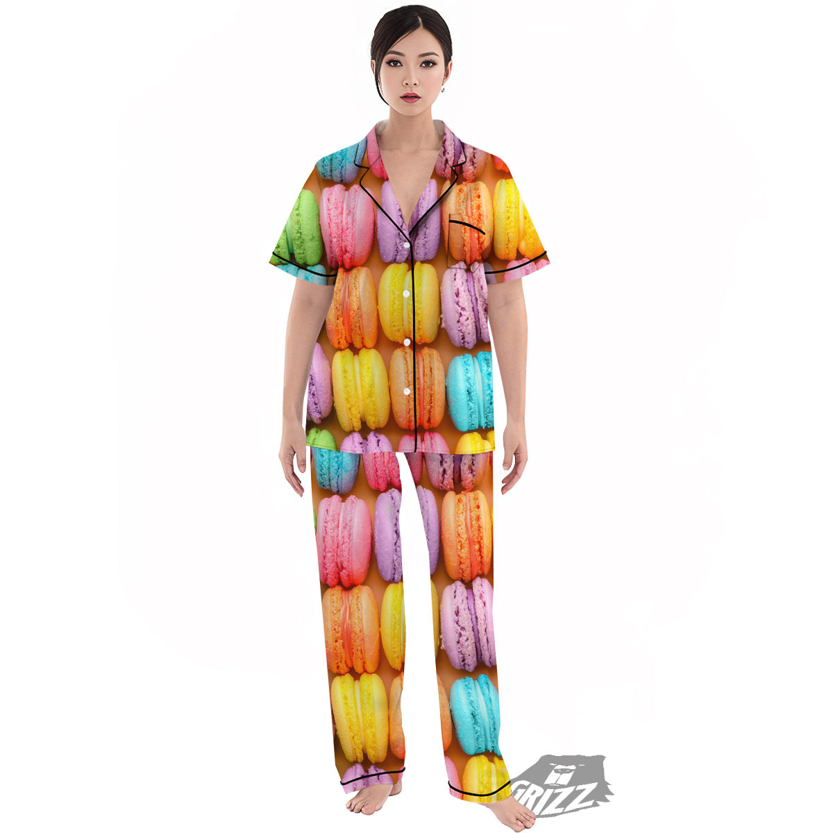 Macarons Colorful Print Women's Pajamas Set-grizzshop