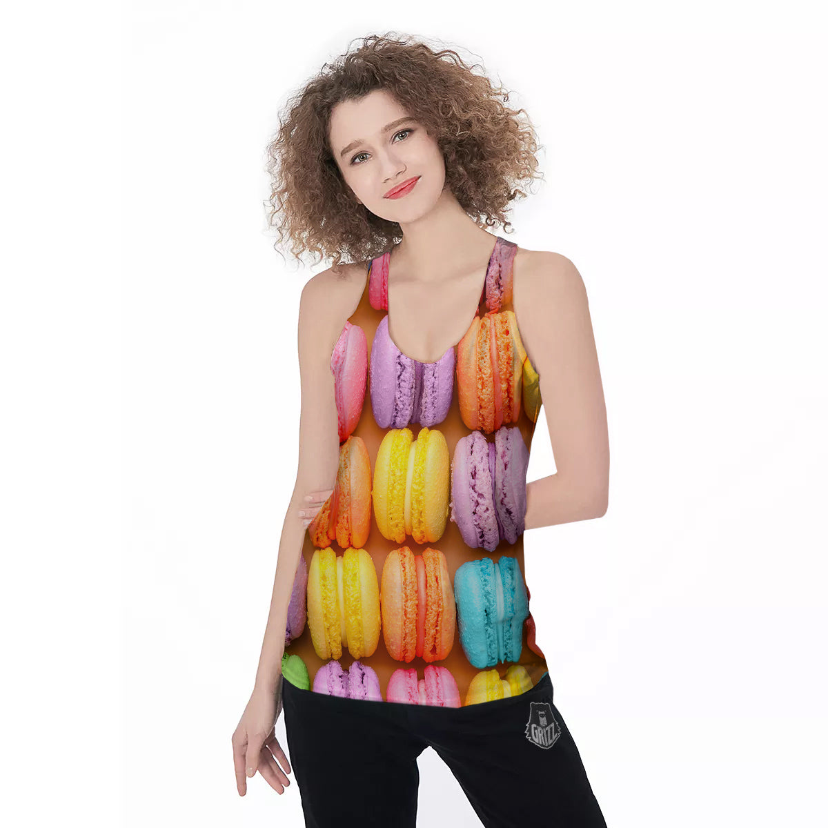 Macarons Colorful Print Women's Racerback Tank Top-grizzshop