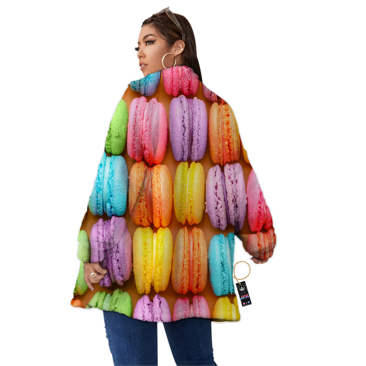 Macarons Colorful Print Women's Sherpa Jacket-grizzshop