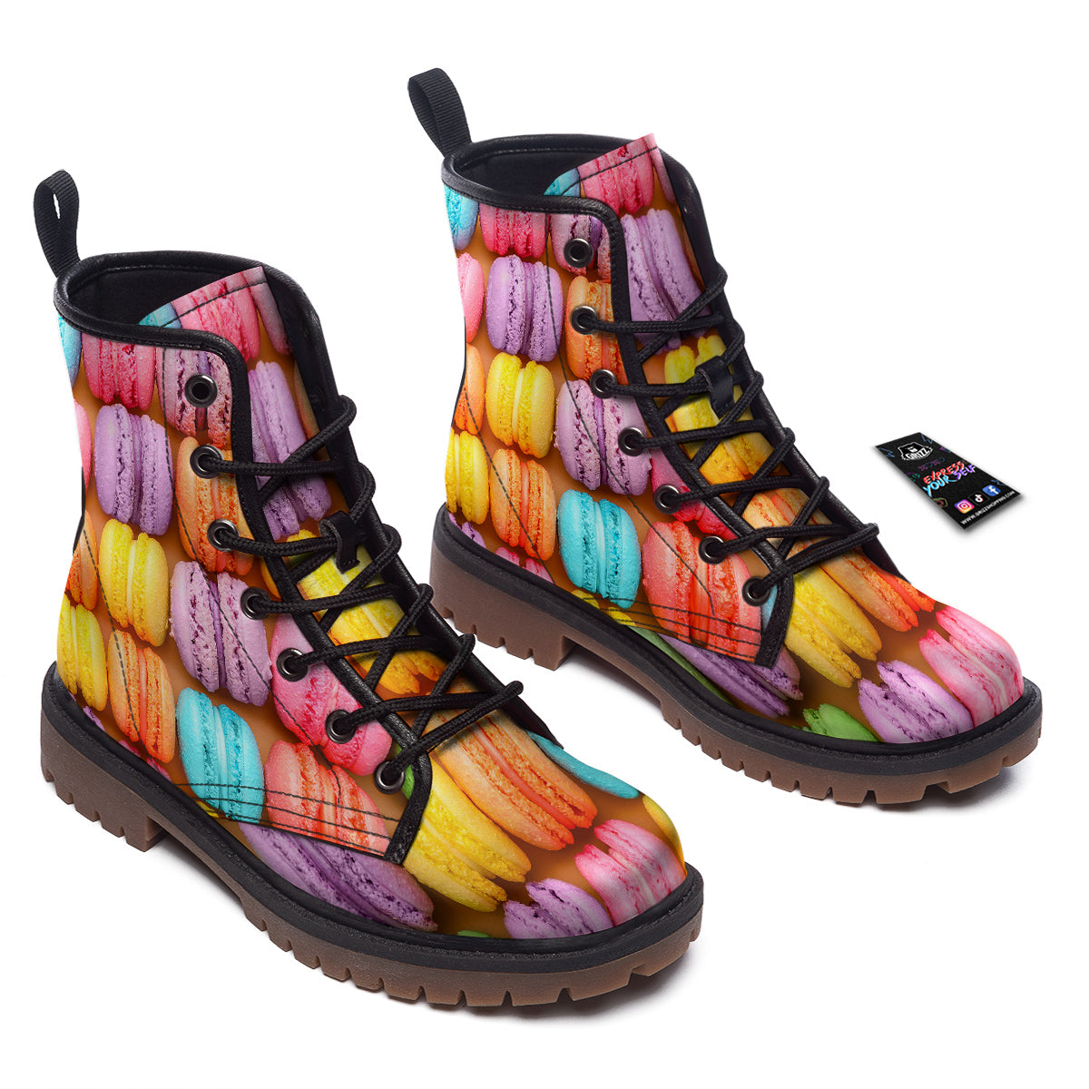 Macarons Colorful Print Work Boots-grizzshop