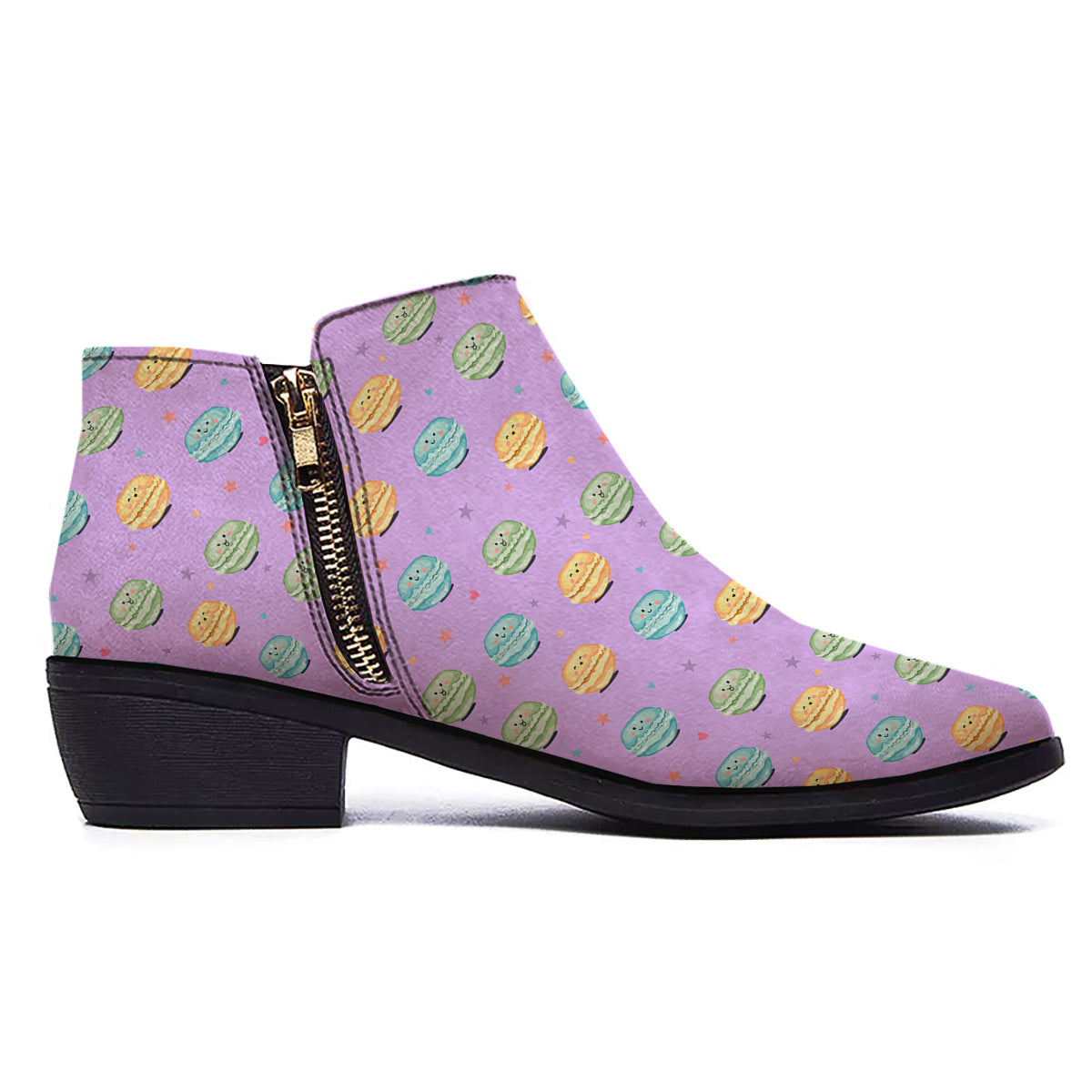 Macarons Cute Print Pattern Ankle Boots-grizzshop