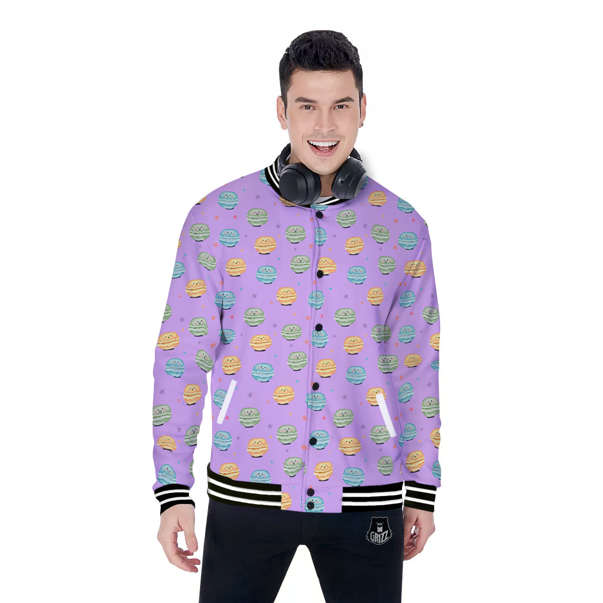 Macarons Cute Print Pattern Baseball Jacket-grizzshop