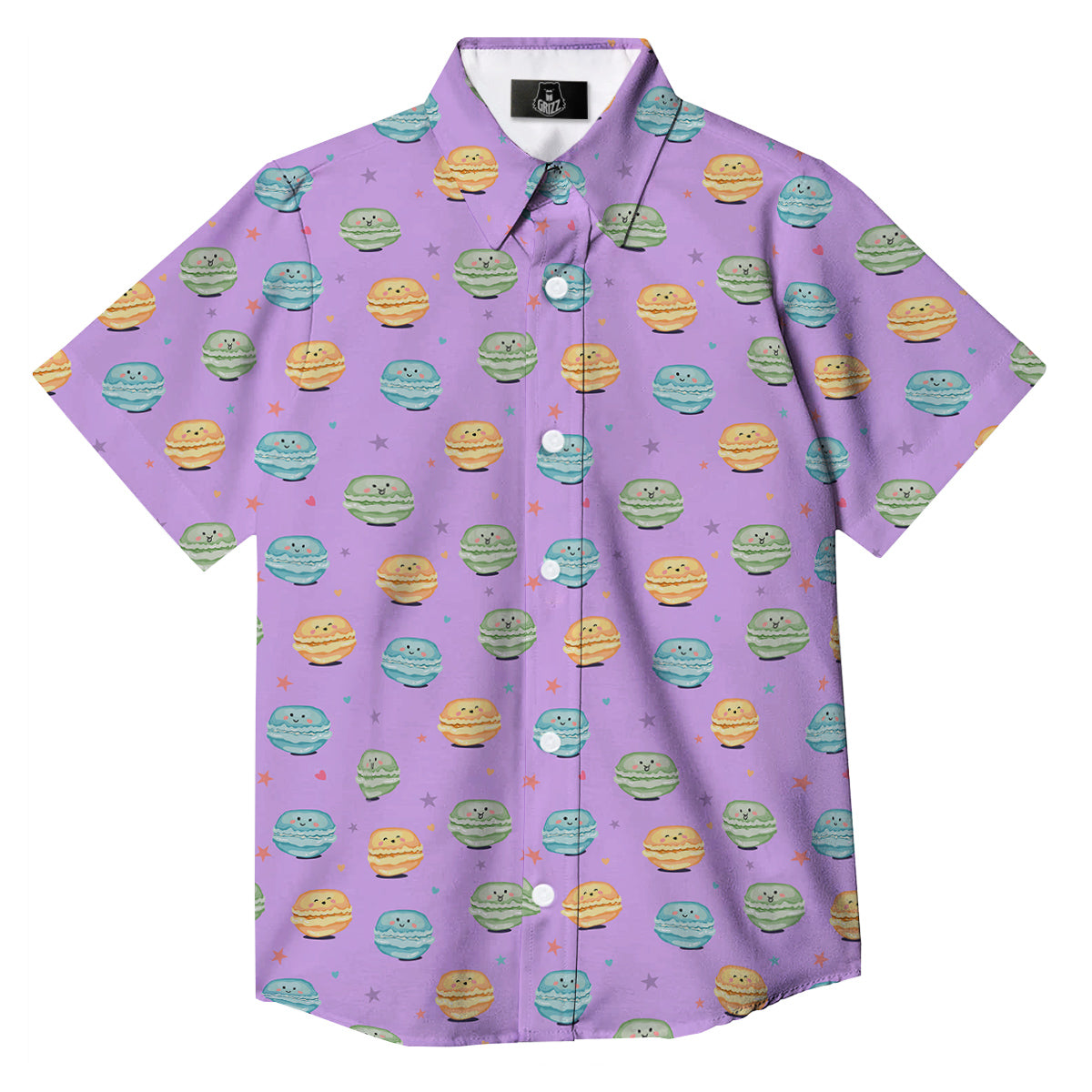 Macarons Cute Print Pattern Button Up Shirt-grizzshop