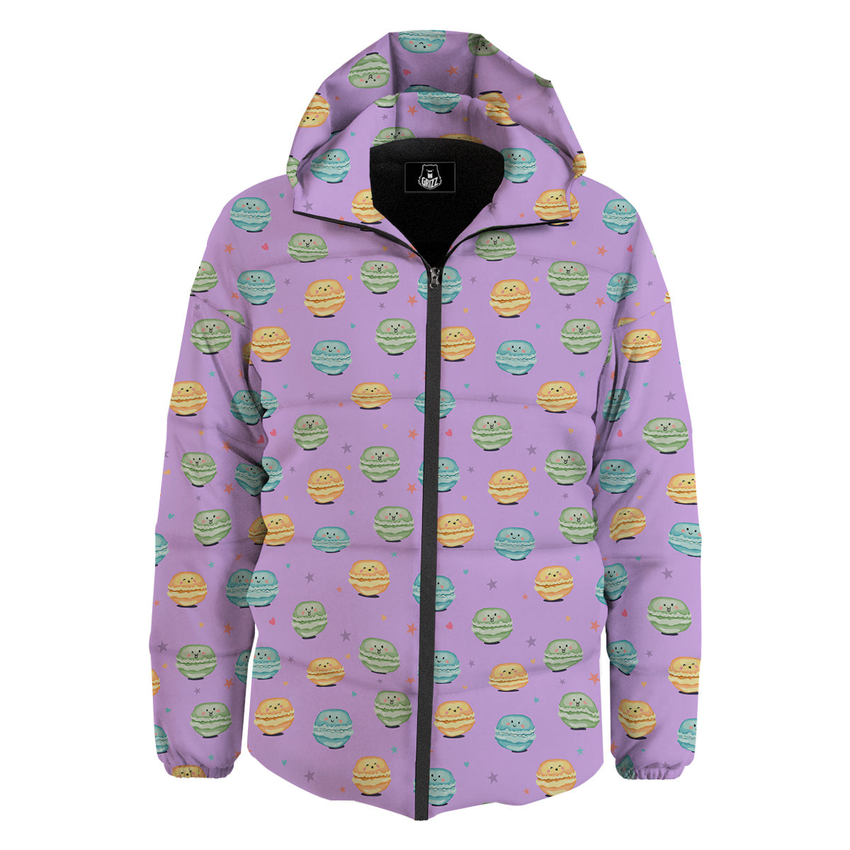 Macarons Cute Print Pattern Down Jacket-grizzshop