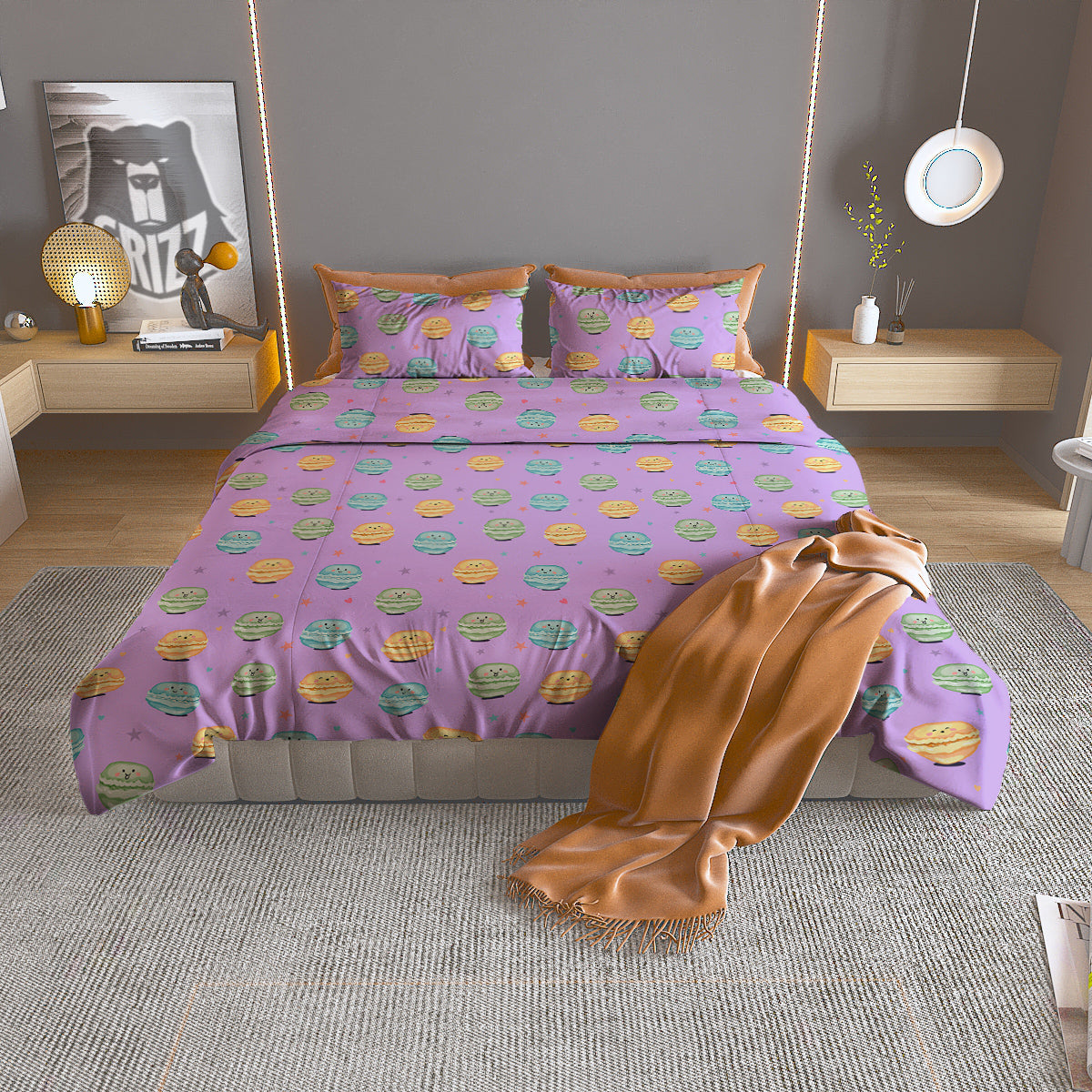 Macarons Cute Print Pattern Duvet Cover Bedding Set