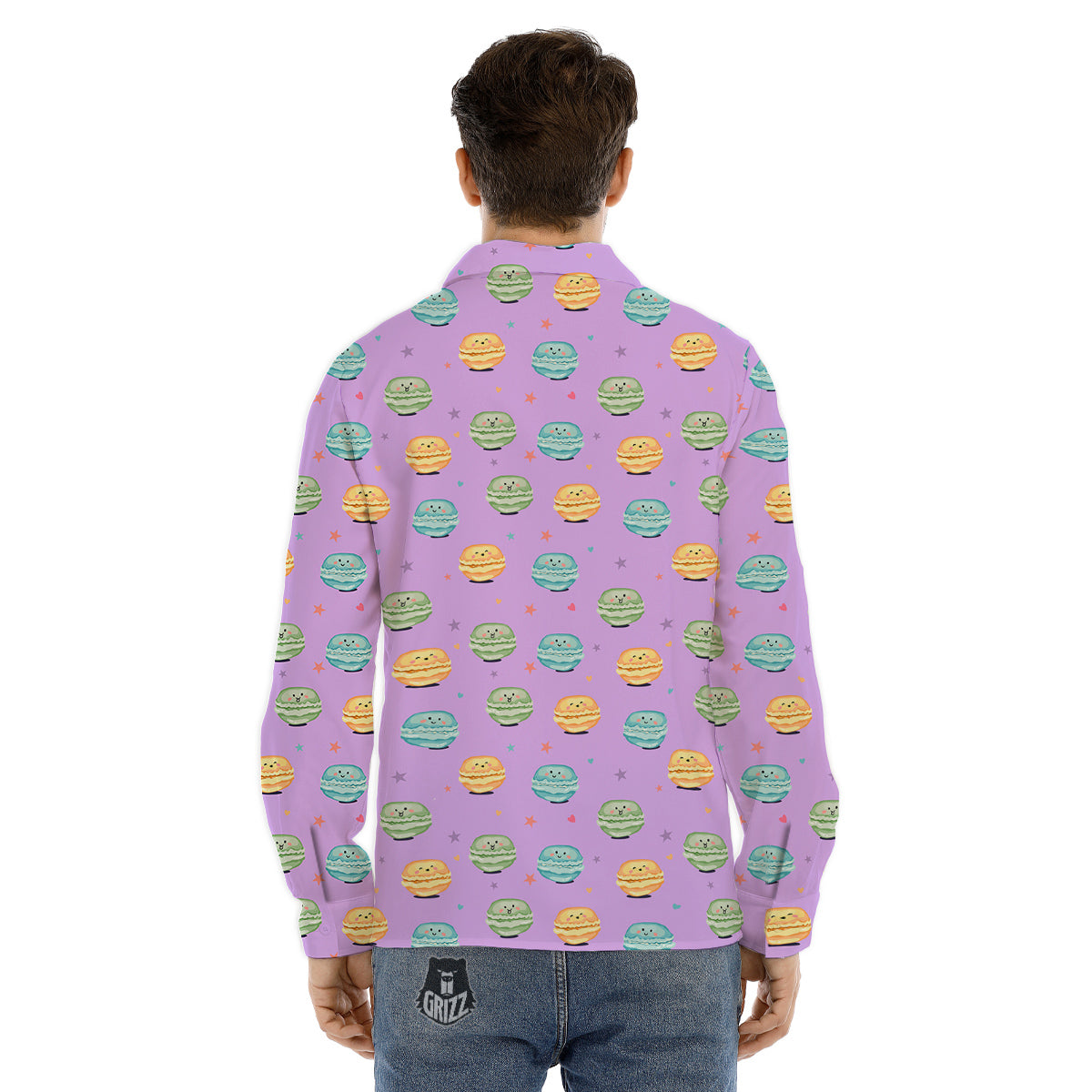 Macarons Cute Print Pattern Men's Dress Shirts-grizzshop