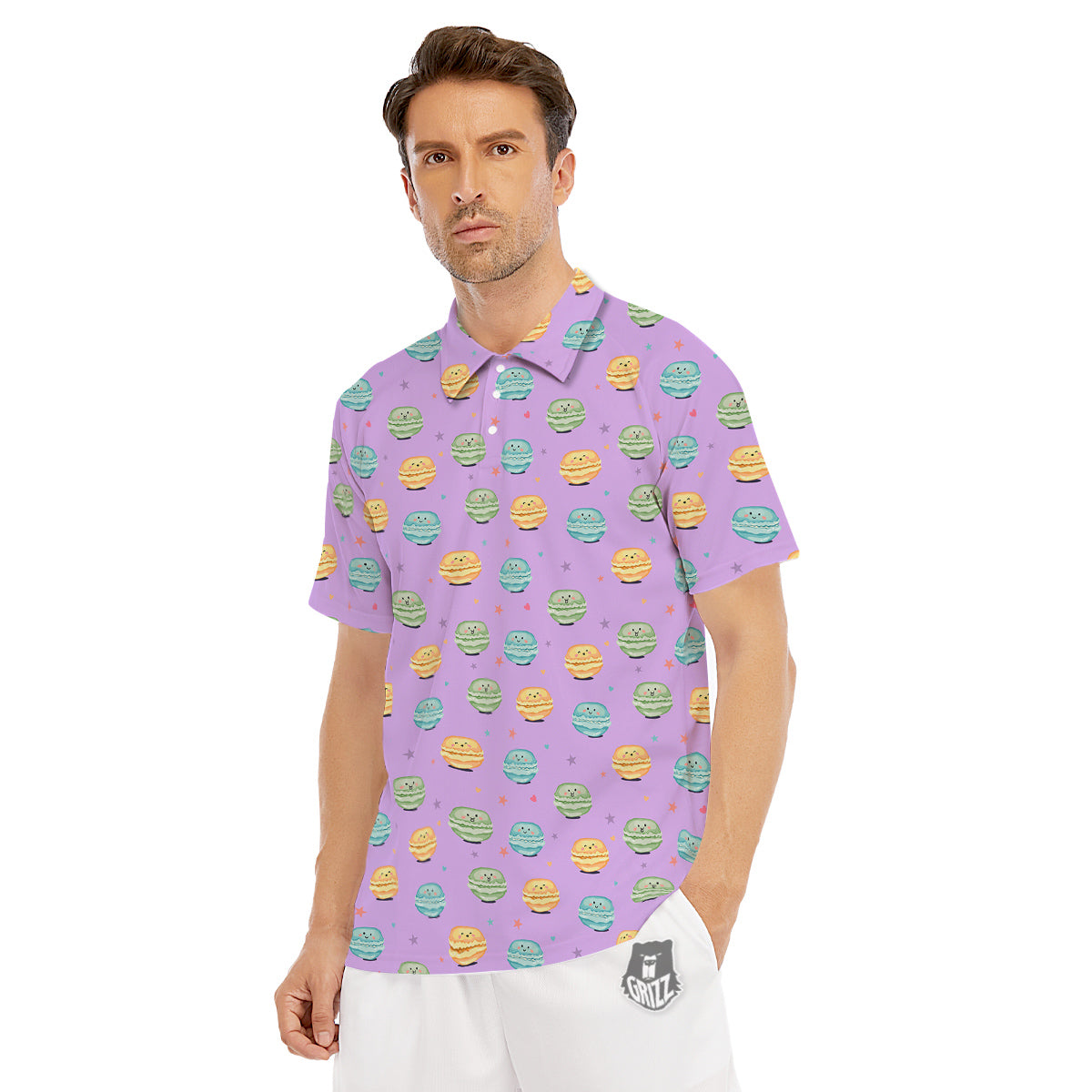 Macarons Cute Print Pattern Men's Golf Shirts-grizzshop