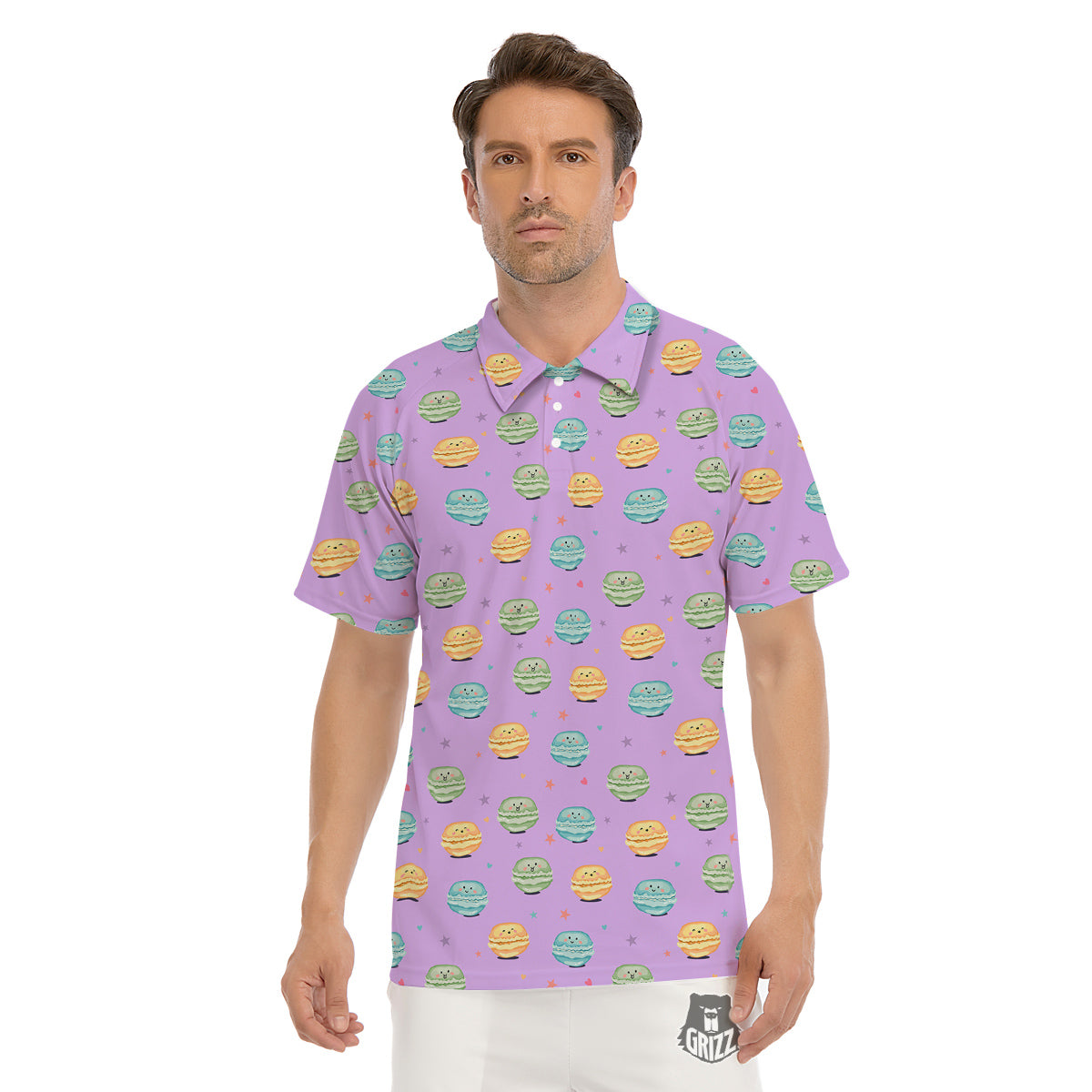 Macarons Cute Print Pattern Men's Golf Shirts-grizzshop