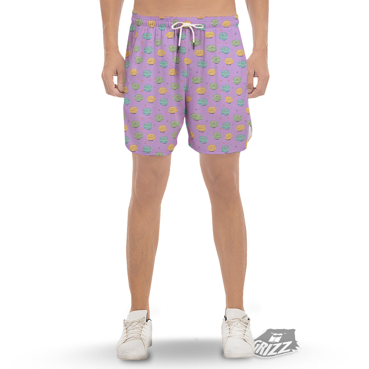 Macarons Cute Print Pattern Men's Gym Shorts-grizzshop