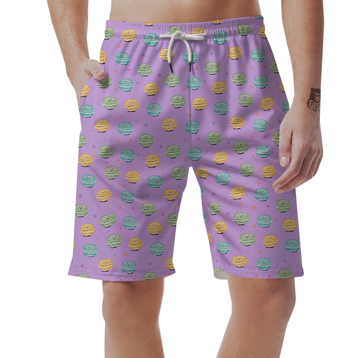 Macarons Cute Print Pattern Men's Shorts-grizzshop
