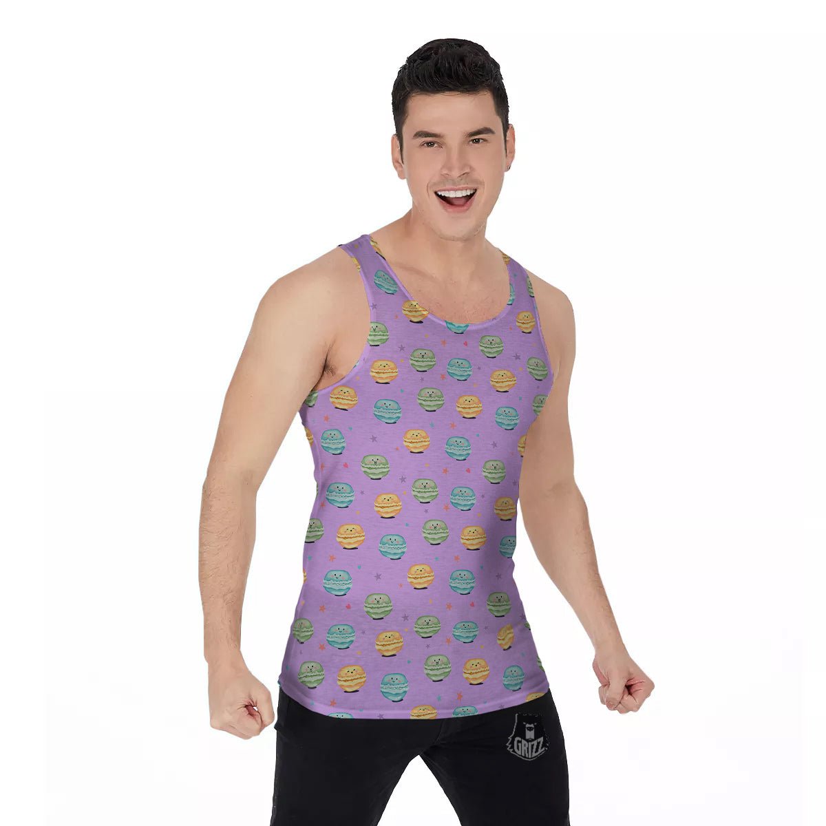 Macarons Cute Print Pattern Men's Tank Top-grizzshop