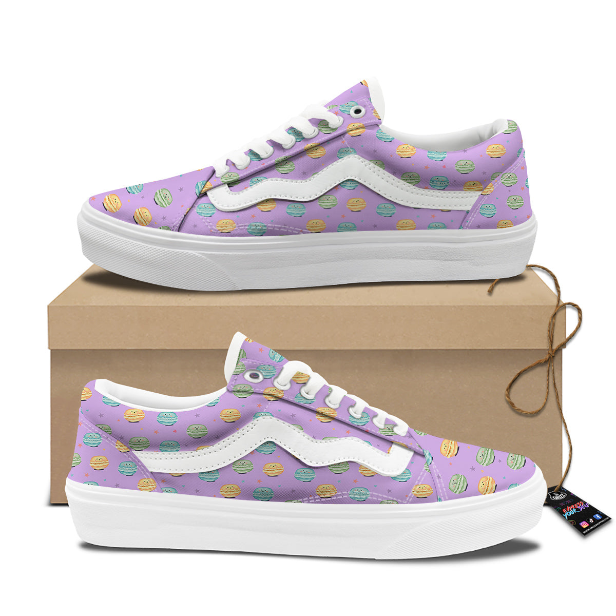 Macarons Cute Print Pattern Skate Shoes-grizzshop