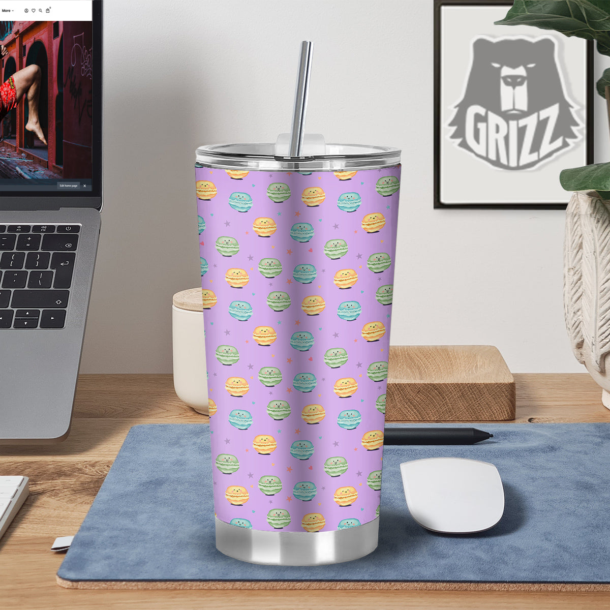 Macarons Cute Print Pattern Tumbler-grizzshop