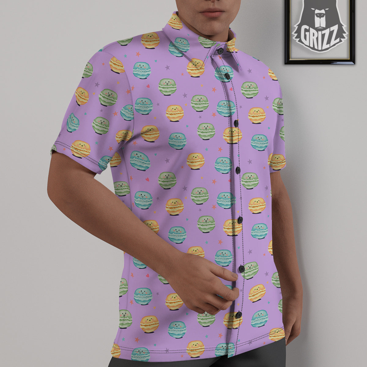 Macarons Cute Print Pattern Untucked Shirts-grizzshop