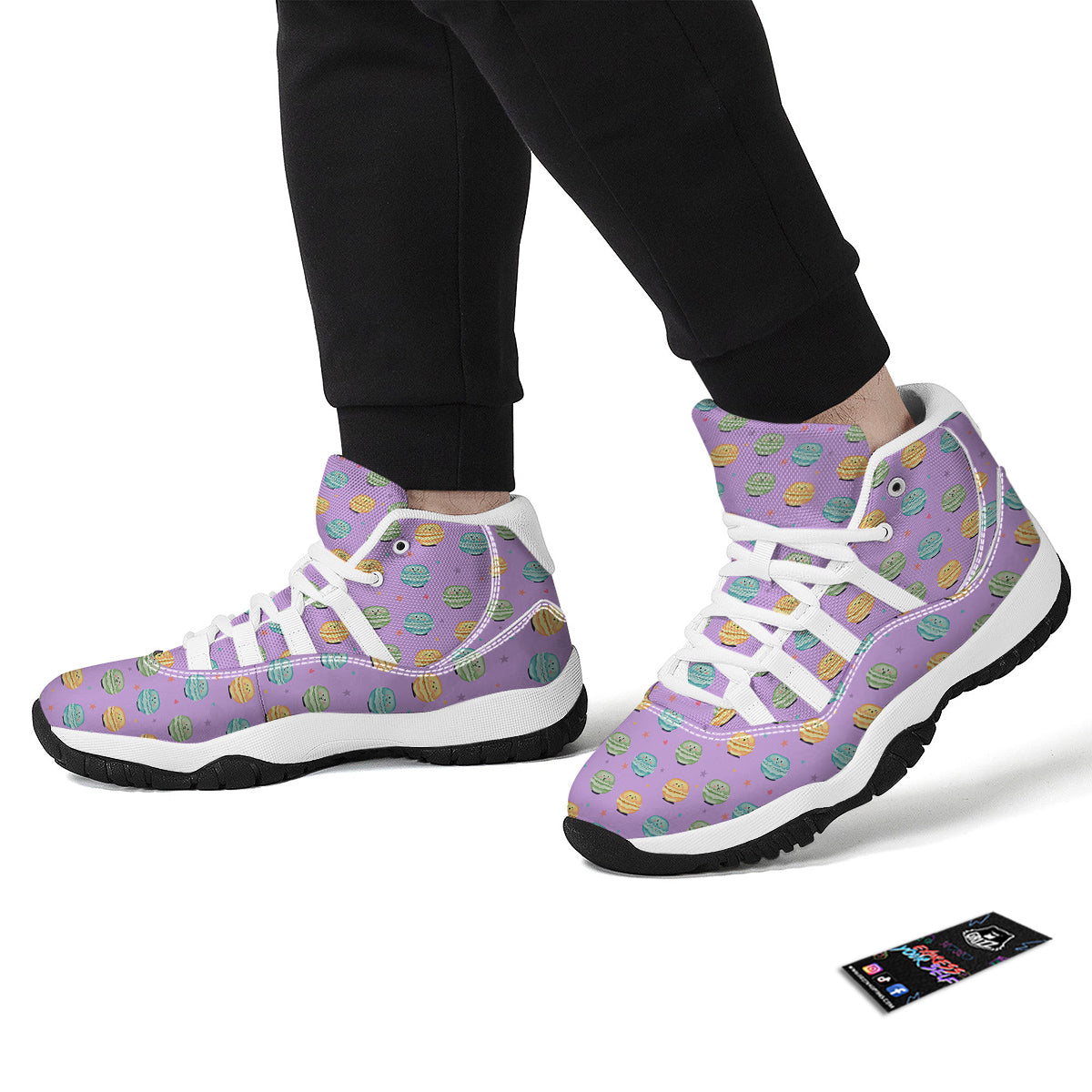 Macarons Cute Print Pattern White Bball Shoes-grizzshop