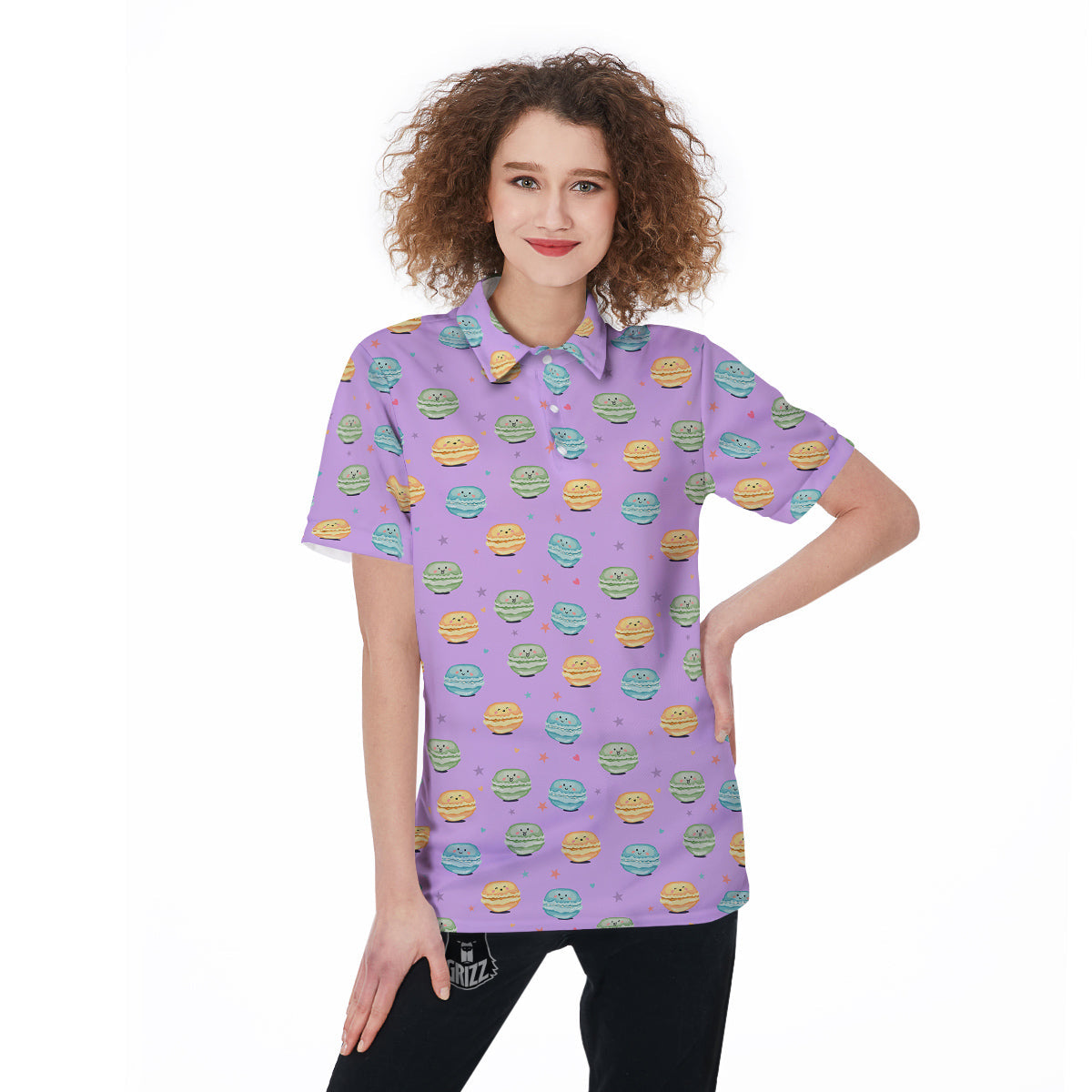 Macarons Cute Print Pattern Women's Golf Shirts-grizzshop