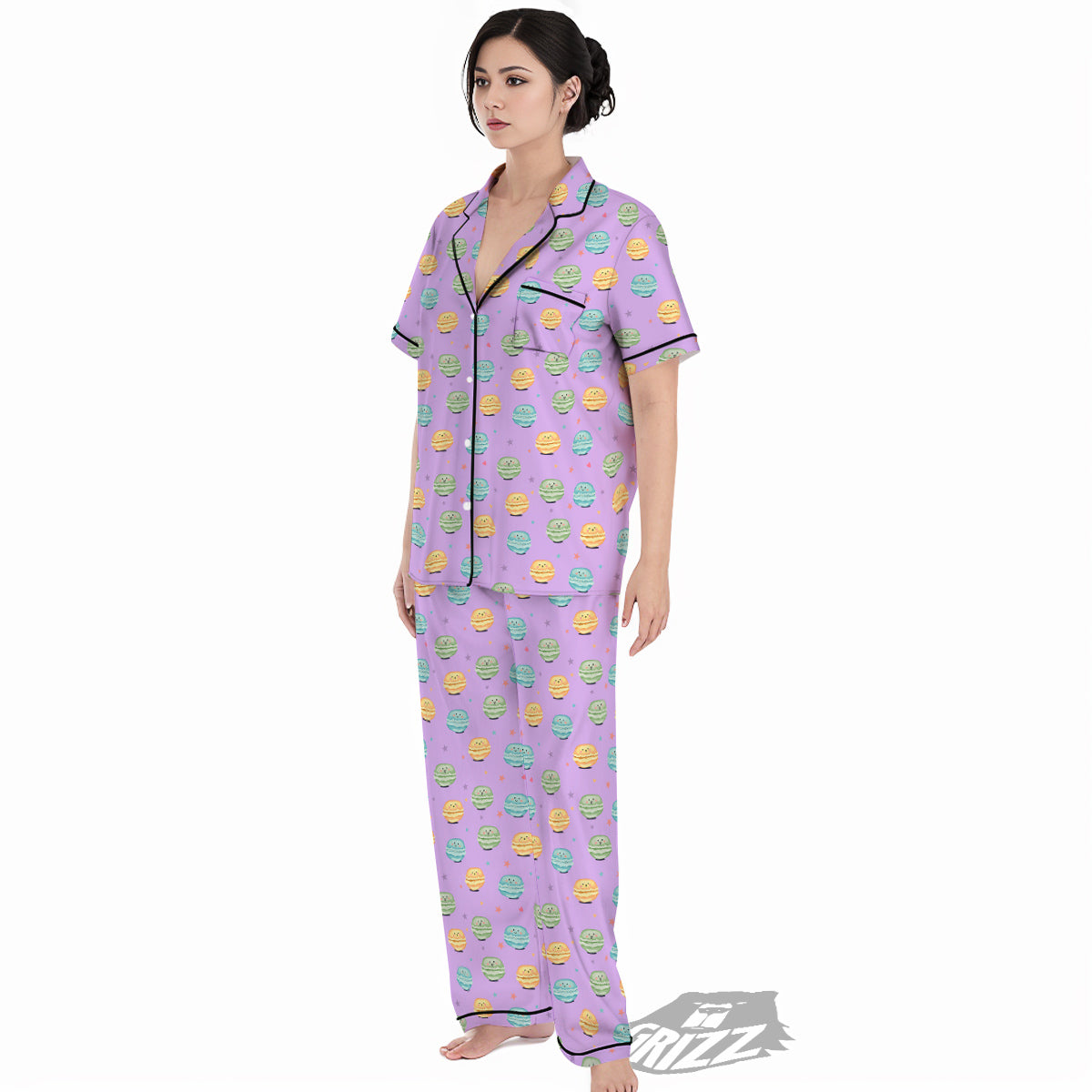 Macarons Cute Print Pattern Women's Pajamas Set-grizzshop