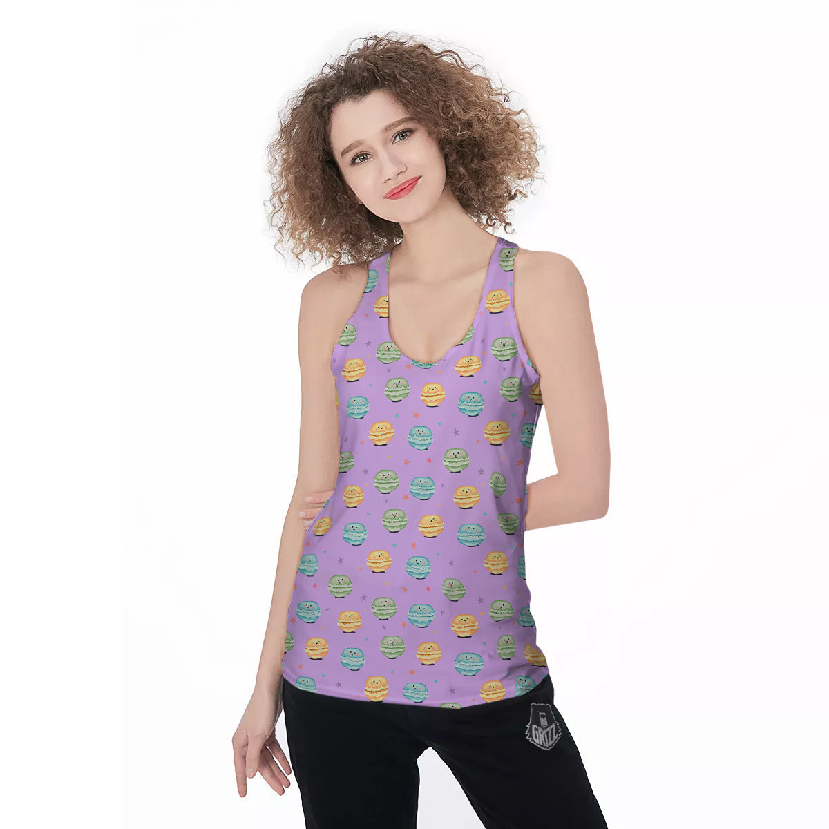 Macarons Cute Print Pattern Women's Racerback Tank Top-grizzshop