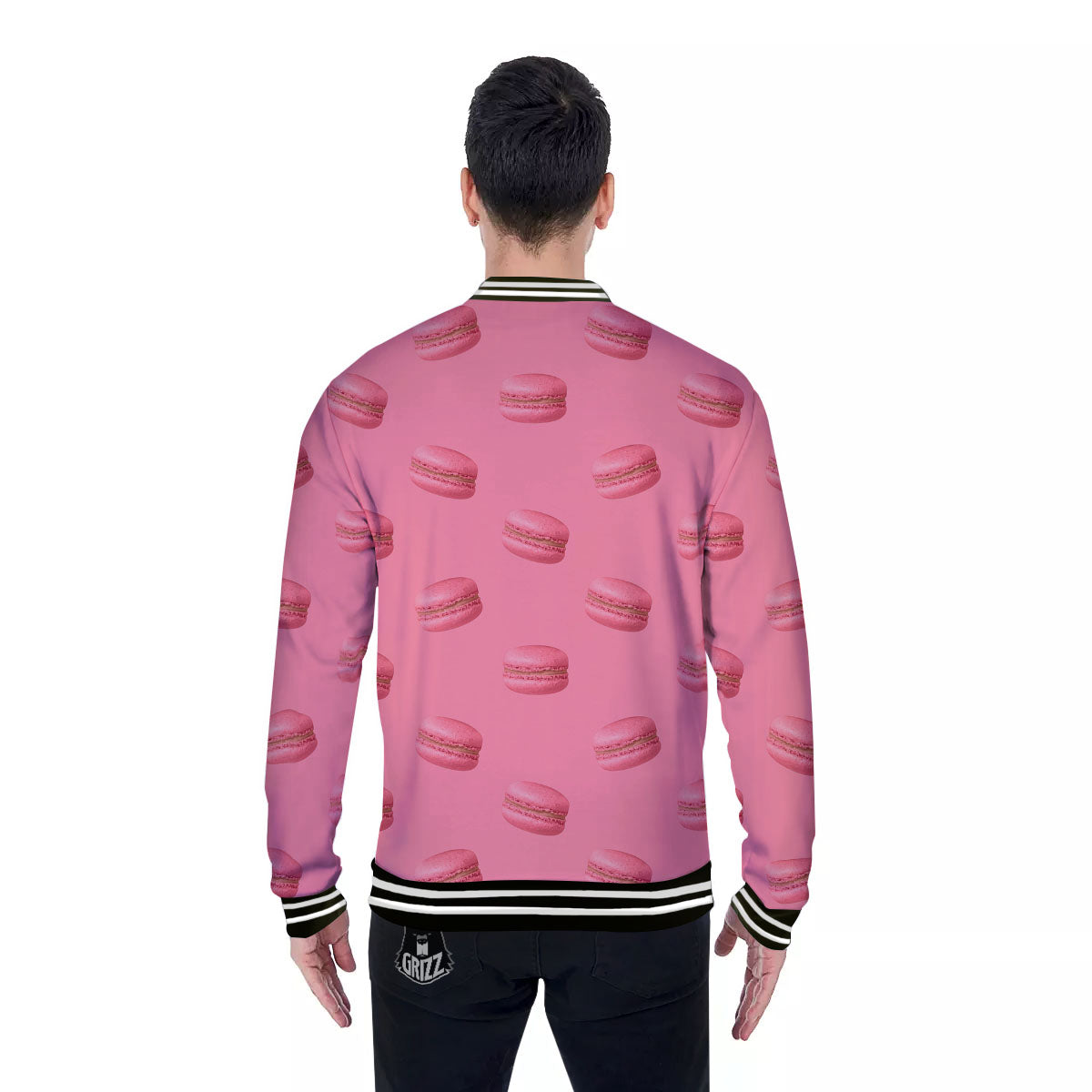 Macarons Pink Print Pattern Baseball Jacket-grizzshop