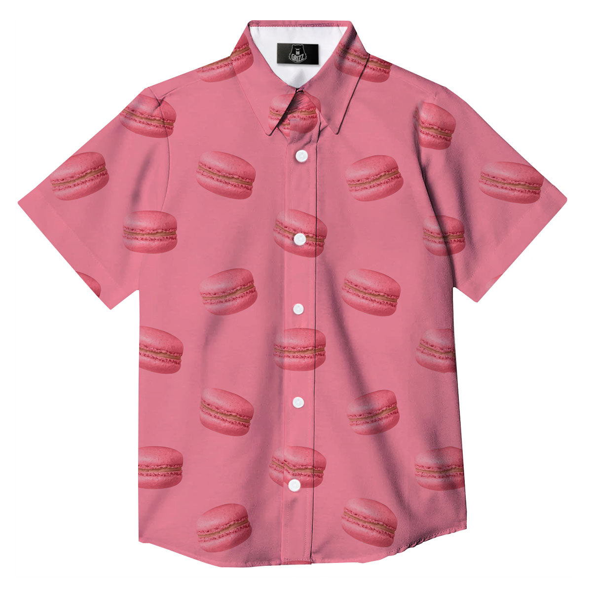 Macarons Pink Print Pattern Button Up Shirt-grizzshop