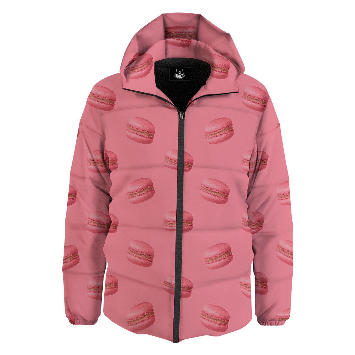 Macarons Pink Print Pattern Down Jacket-grizzshop