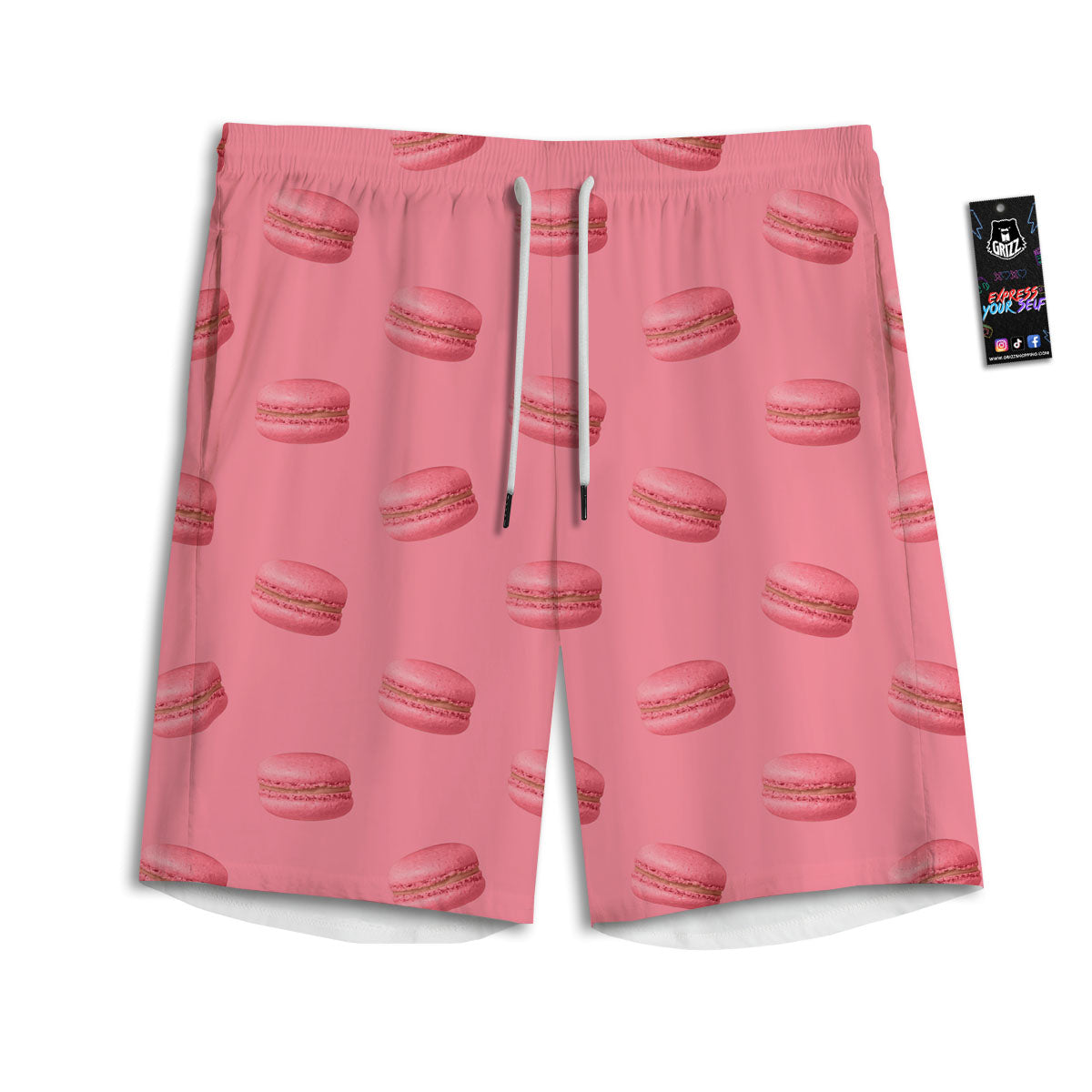 Macarons Pink Print Pattern Men's Athletic Shorts