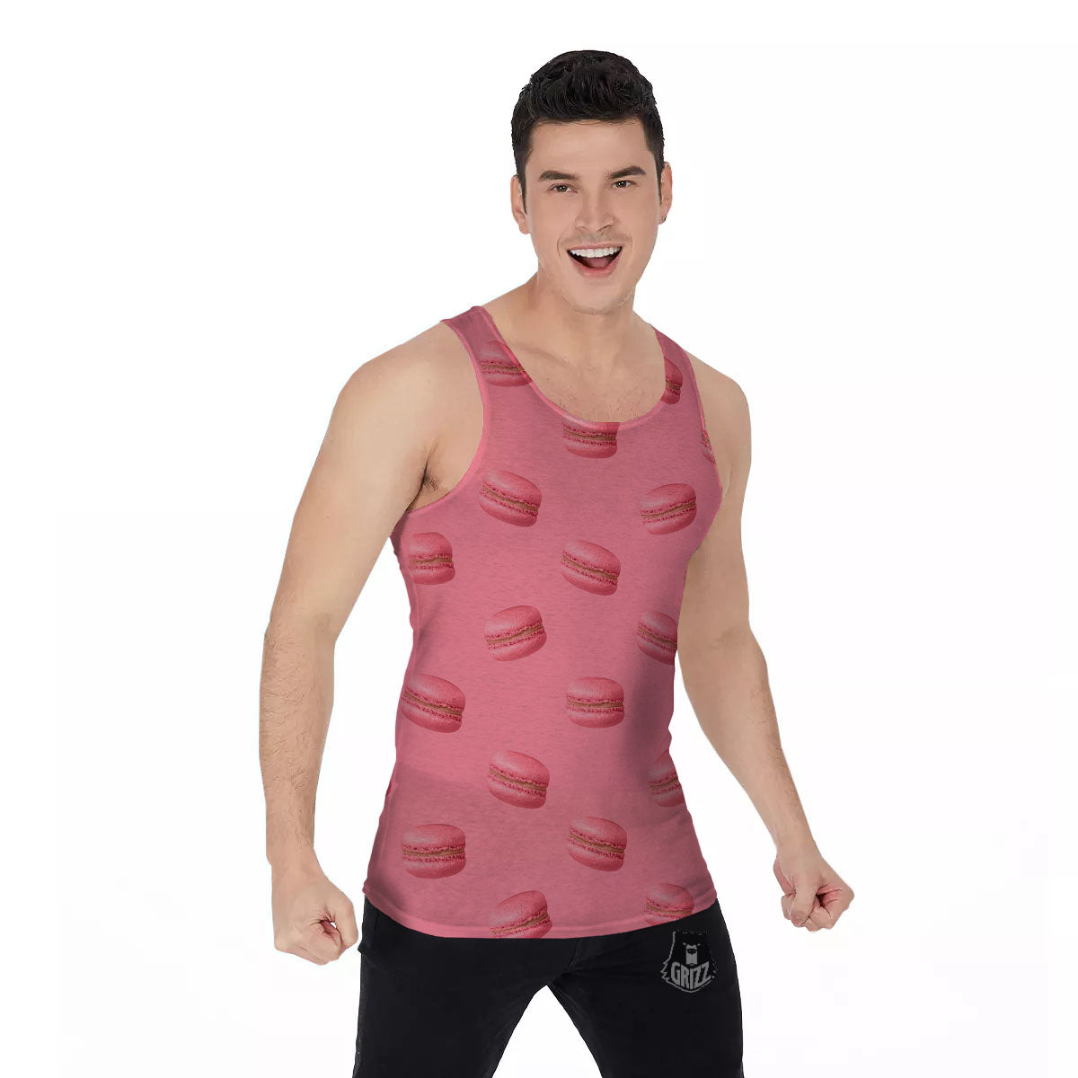 Macarons Pink Print Pattern Men's Tank Top-grizzshop